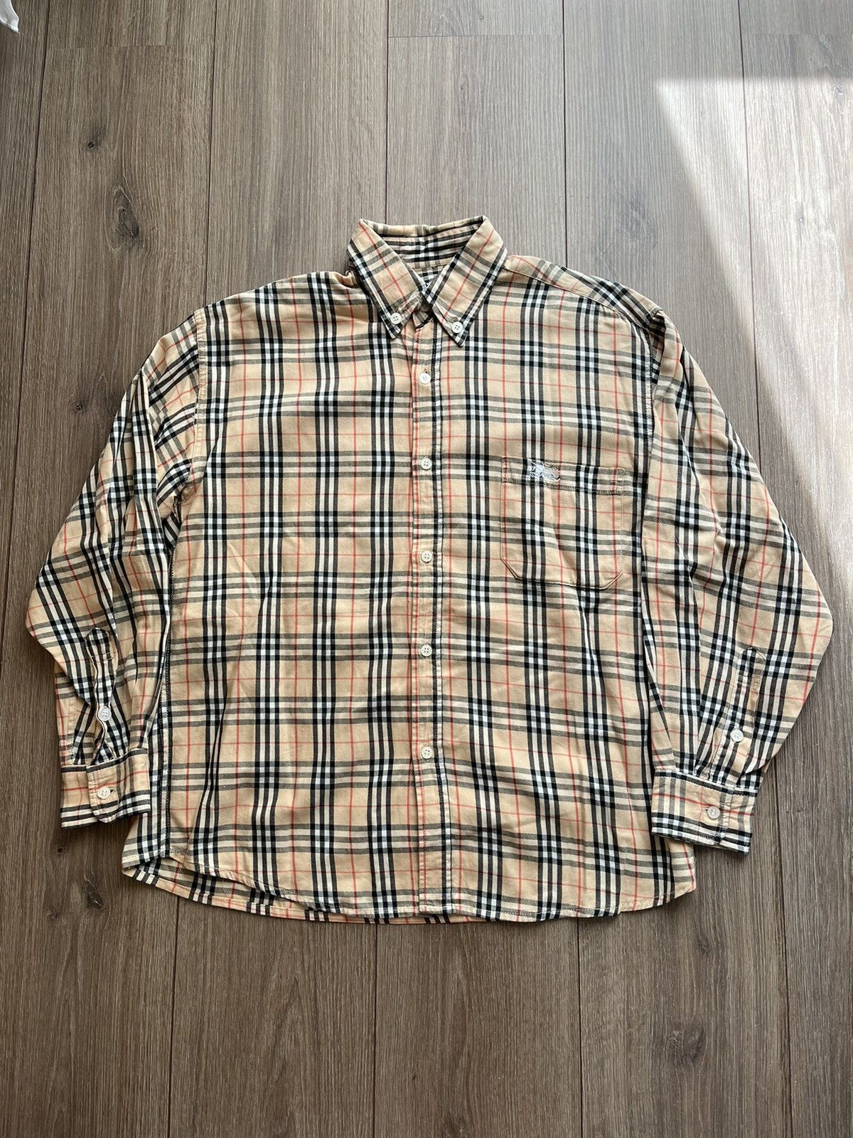 Vintage 2000s Burberry Nova Check Long Sleeve Button Up Shirt Size M