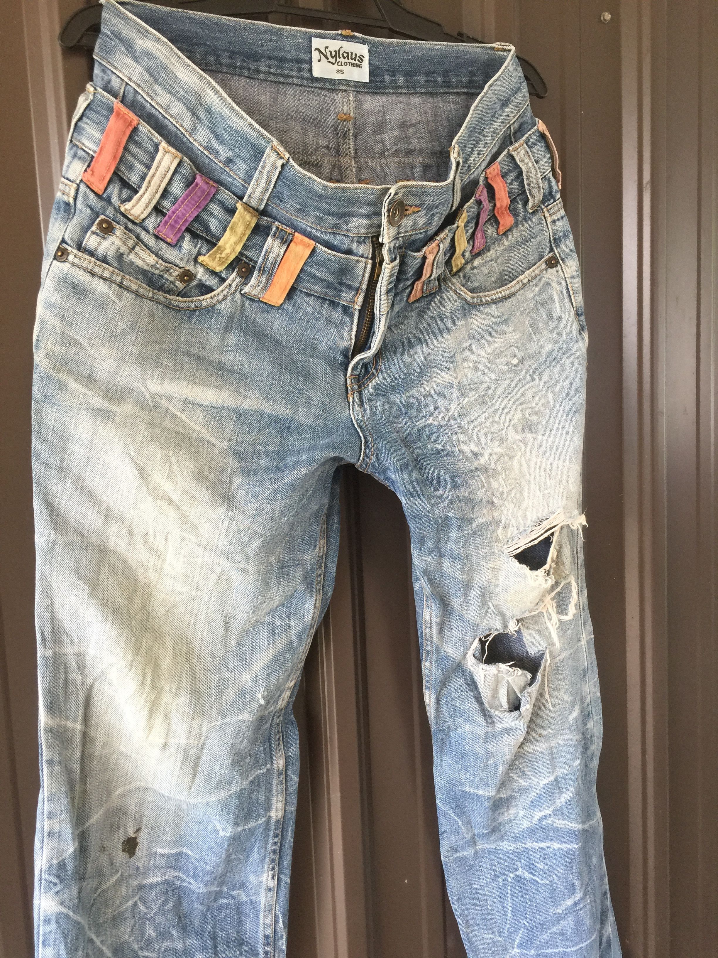 Japanese Brand × Jean Japan Nylaus Double Waist Distressed Rusty Faded Jeans Size US 33 - 2 Thumbnail