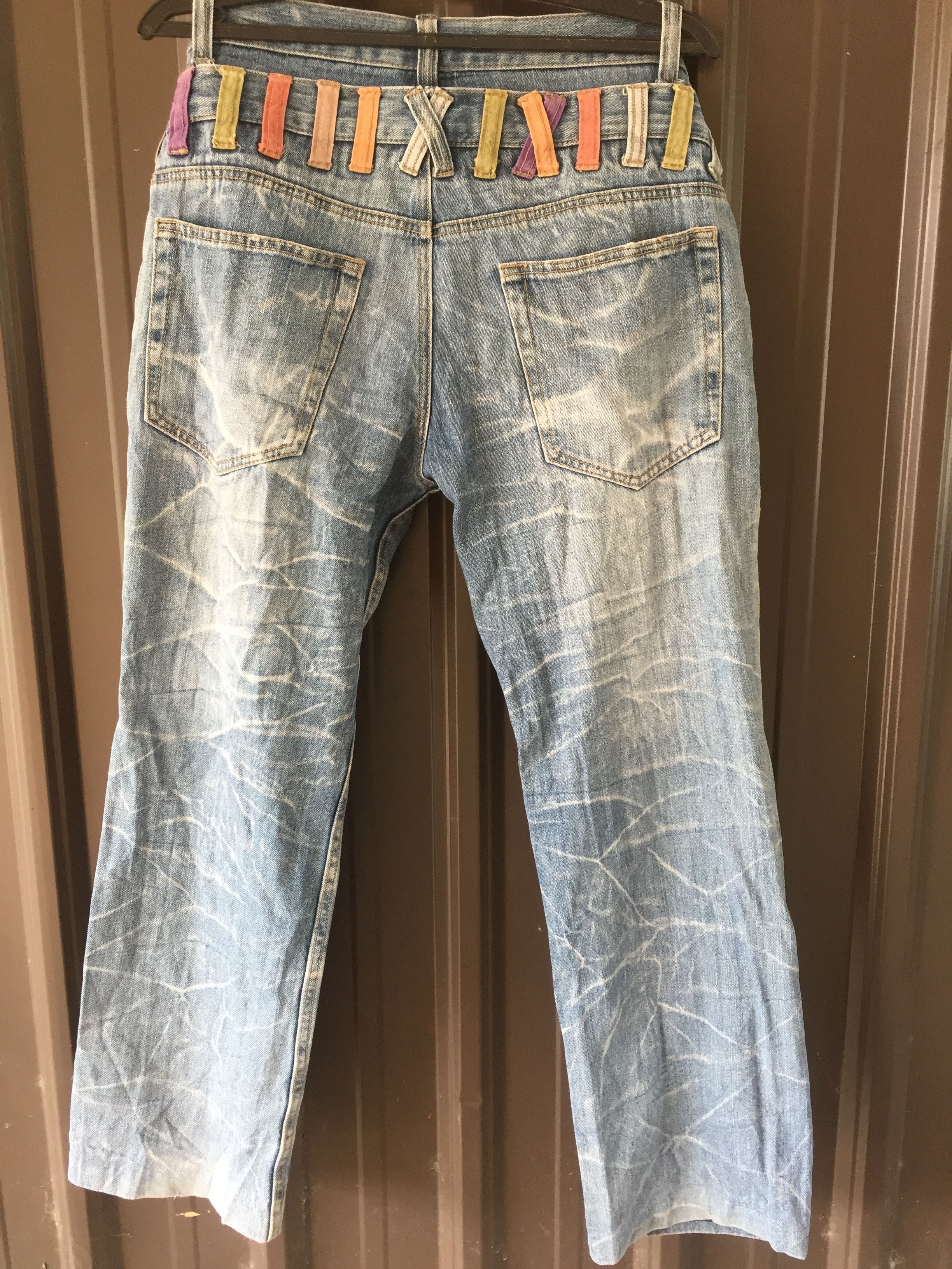 Japanese Brand × Jean Japan Nylaus Double Waist Distressed Rusty Faded Jeans Size US 33 - 5 Thumbnail