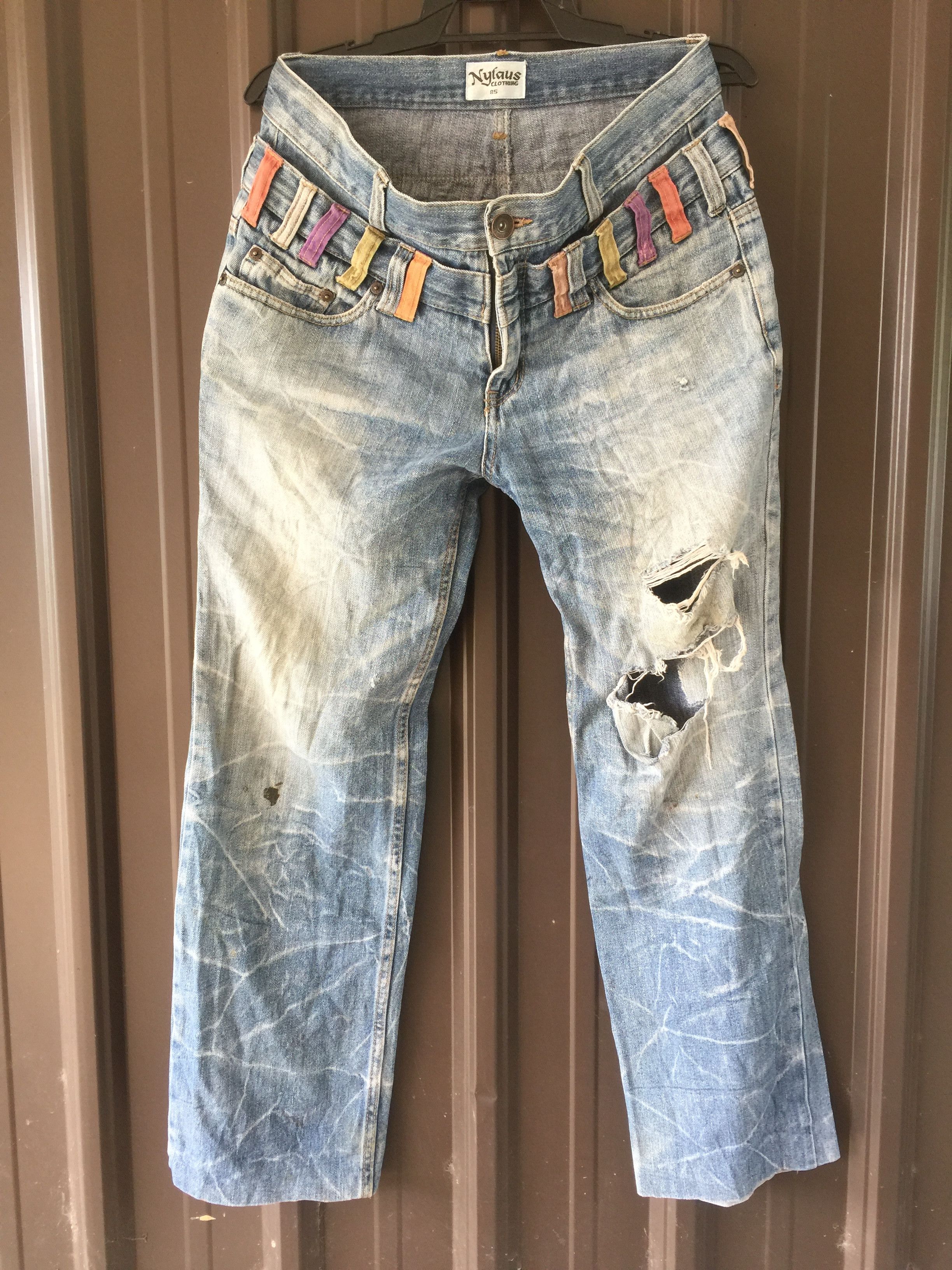 Japanese Brand × Jean Japan Nylaus Double Waist Distressed Rusty Faded Jeans Size US 33 - 1 Thumbnail
