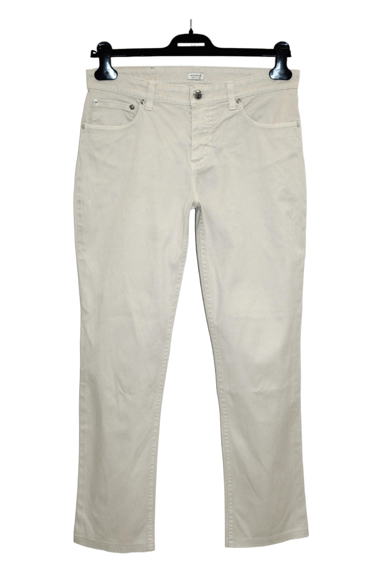 image of Agnona Luxury Regular Fit Tapered Leg Stretch Denim Pants in Beige, Men's (Size 28)