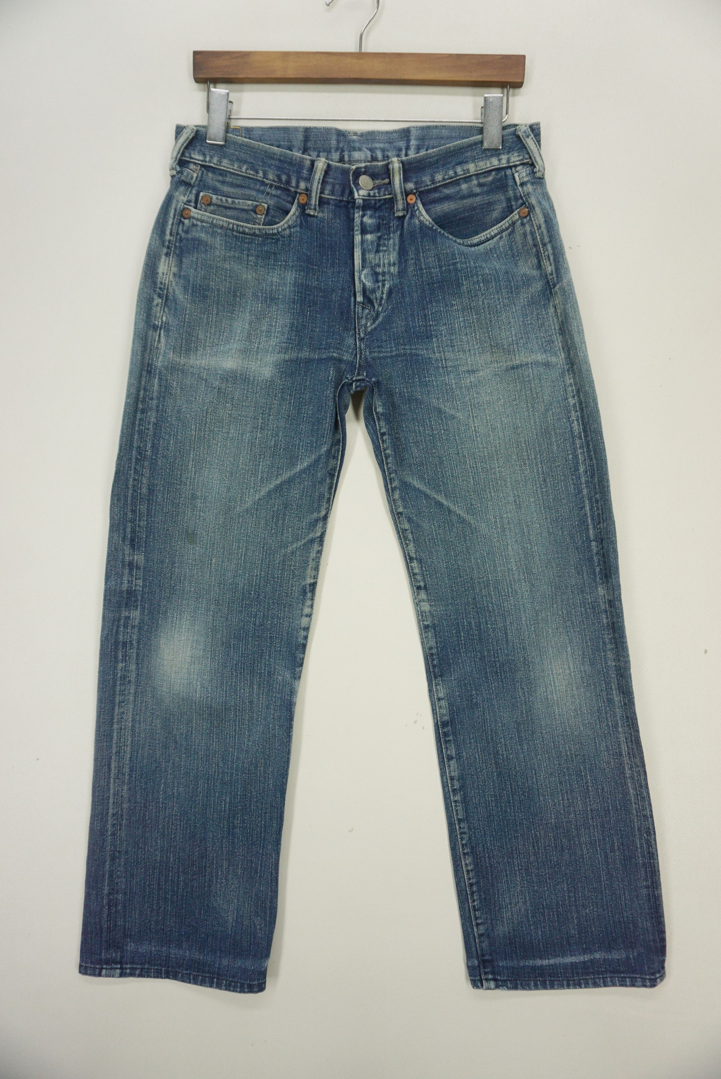image of 45Rpm x Rockers Cropped Indigo Jeans Distressed Dirty Blue Pants Japan Made, Women's (Size 26)