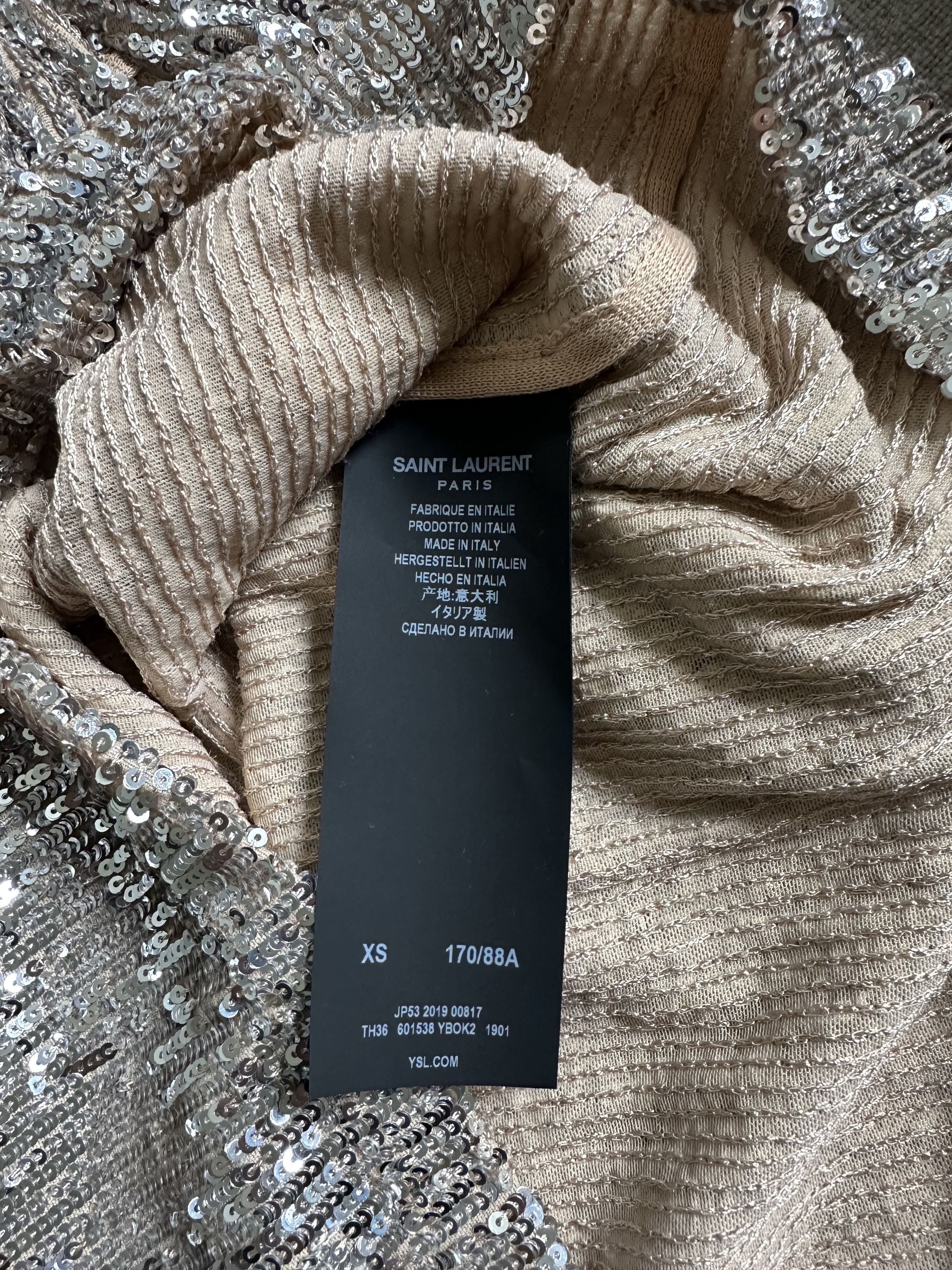 Saint Laurent Paris Silver Sequin Boxy Polo | Grailed