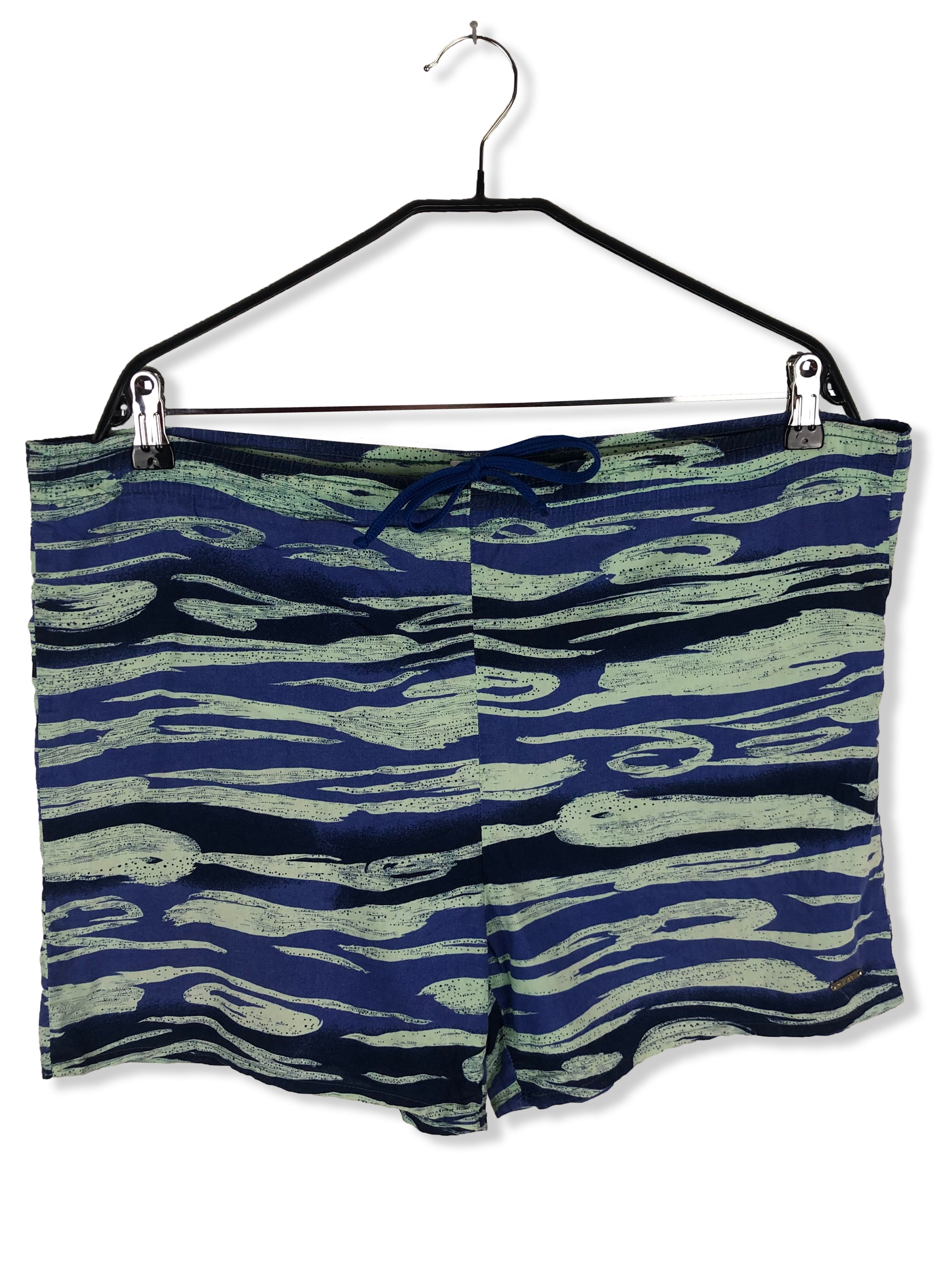 Pre-owned Vintage Crazy Pattern Swim Shorts M253 In Blue/green