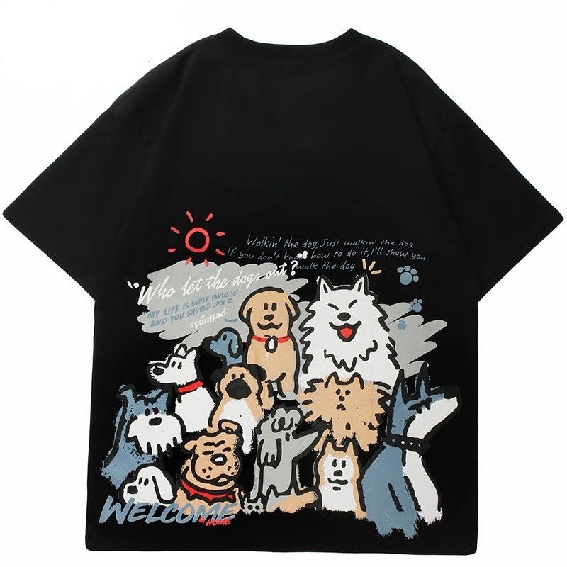 Cartoon Dogs Print Cotton Shirt