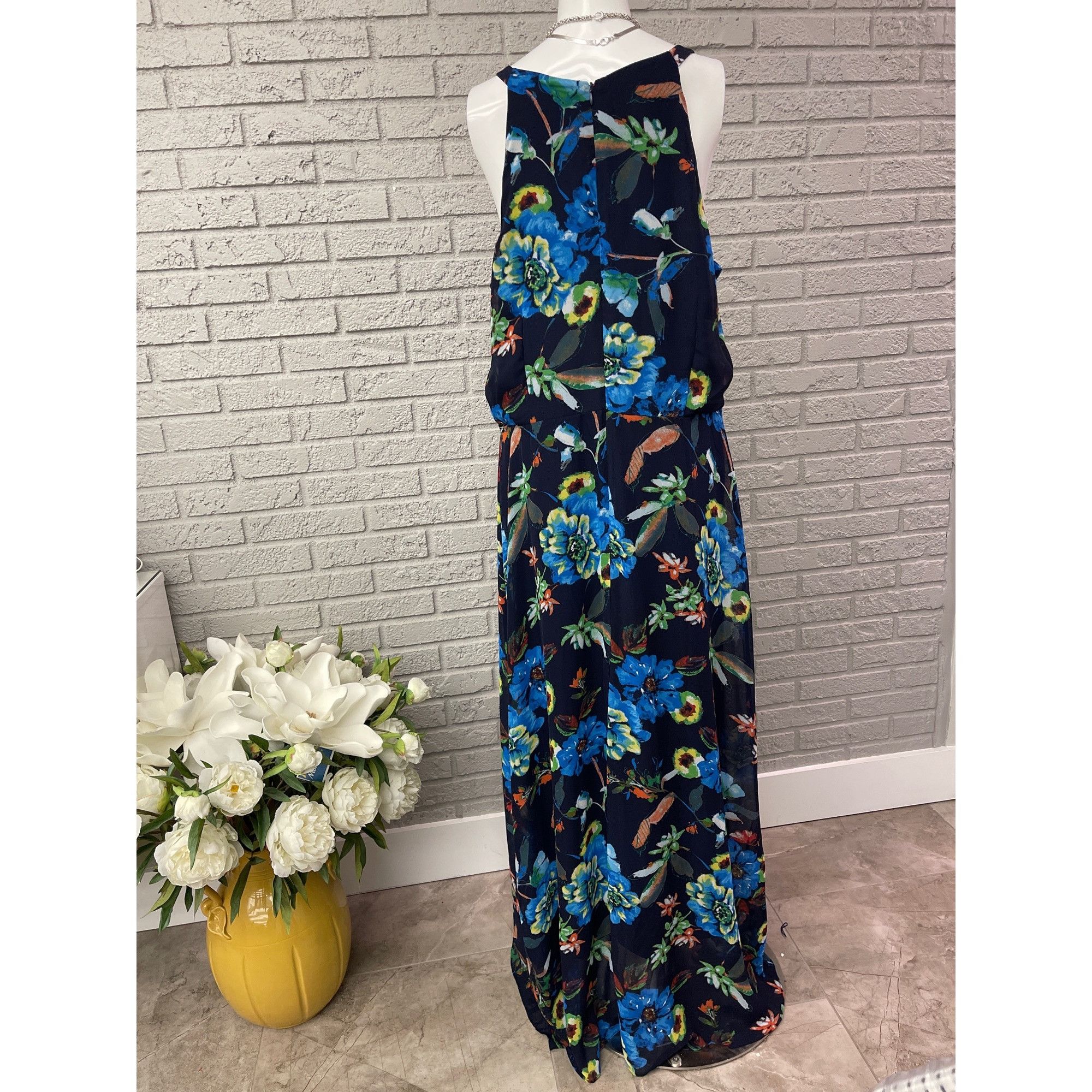 Other R & K Navy Blue Floral Print Maxi Dress Size 18 Size XXL / US 16-18 / IT 52-54 - 4 Thumbnail