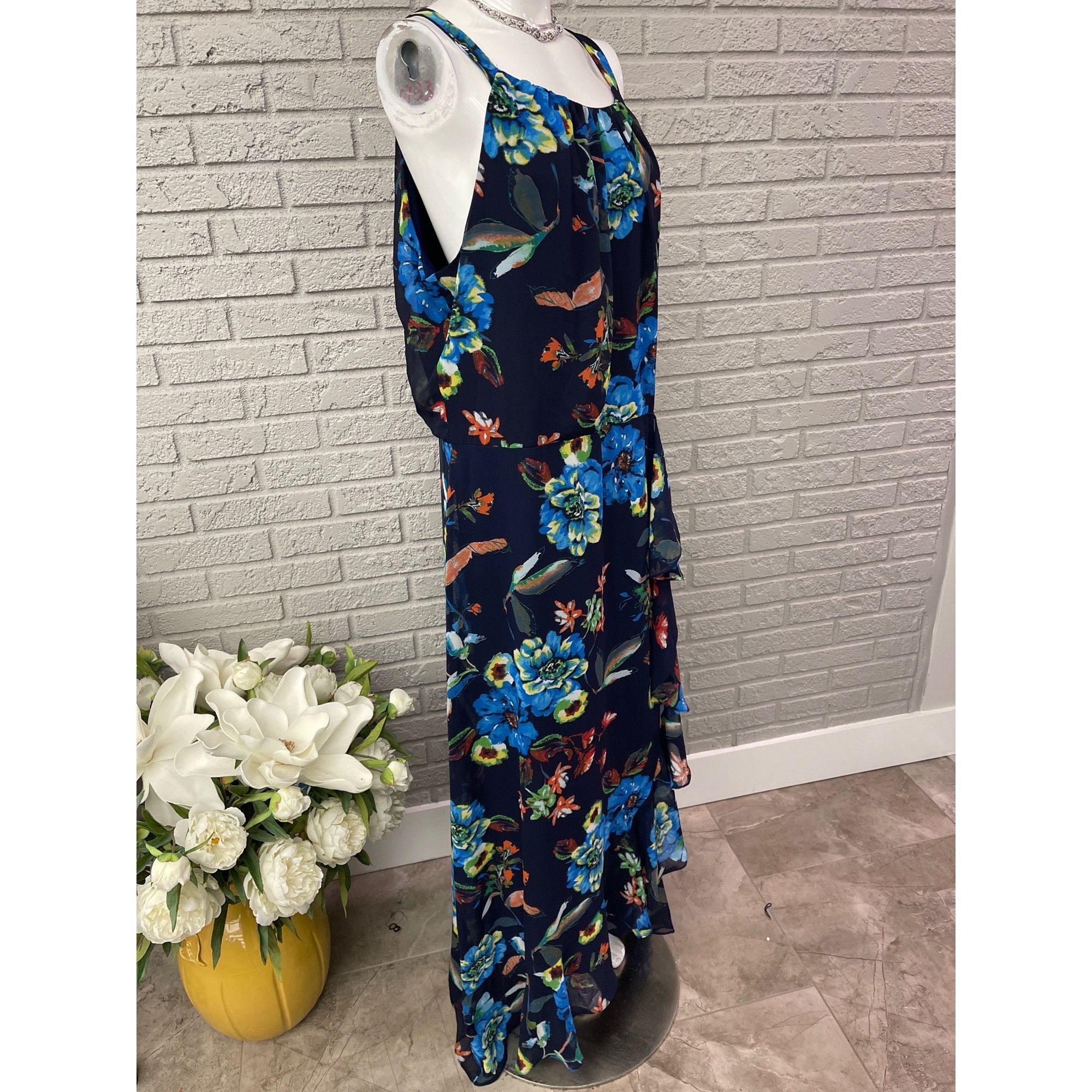 Other R & K Navy Blue Floral Print Maxi Dress Size 18 Size XXL / US 16-18 / IT 52-54 - 3 Thumbnail
