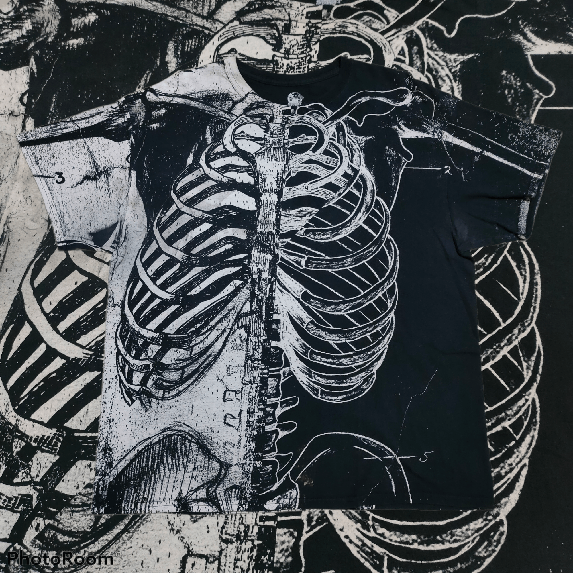 Pre-owned 20471120 X Archival Clothing Anatomy Ribcage Inspired Kapital Japan Style Tshirt In Dark Blue