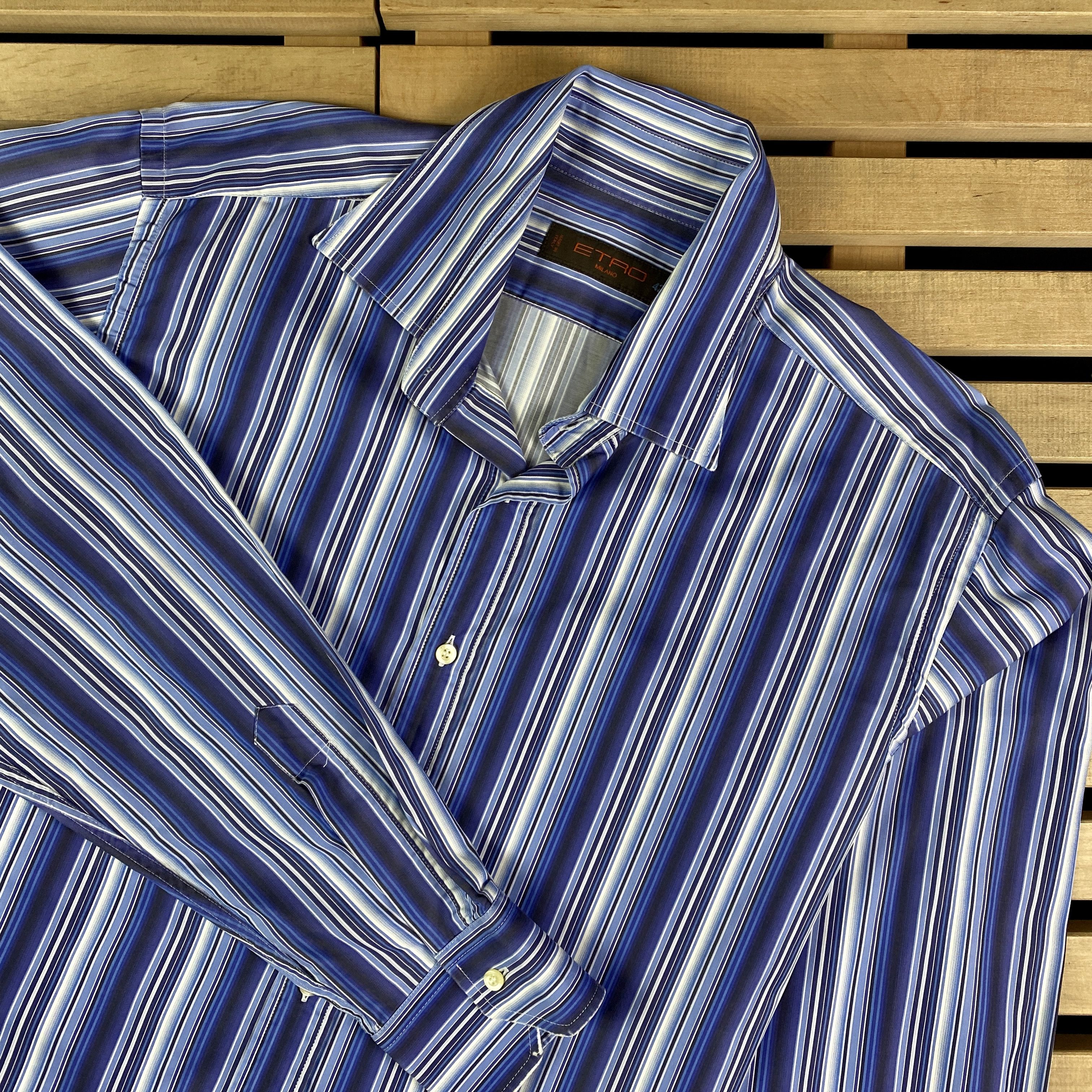 Etro Mens Shirt Long Sleeve Etro Size 42 Striped Size US L / EU 52-54 / 3 - 2 Thumbnail