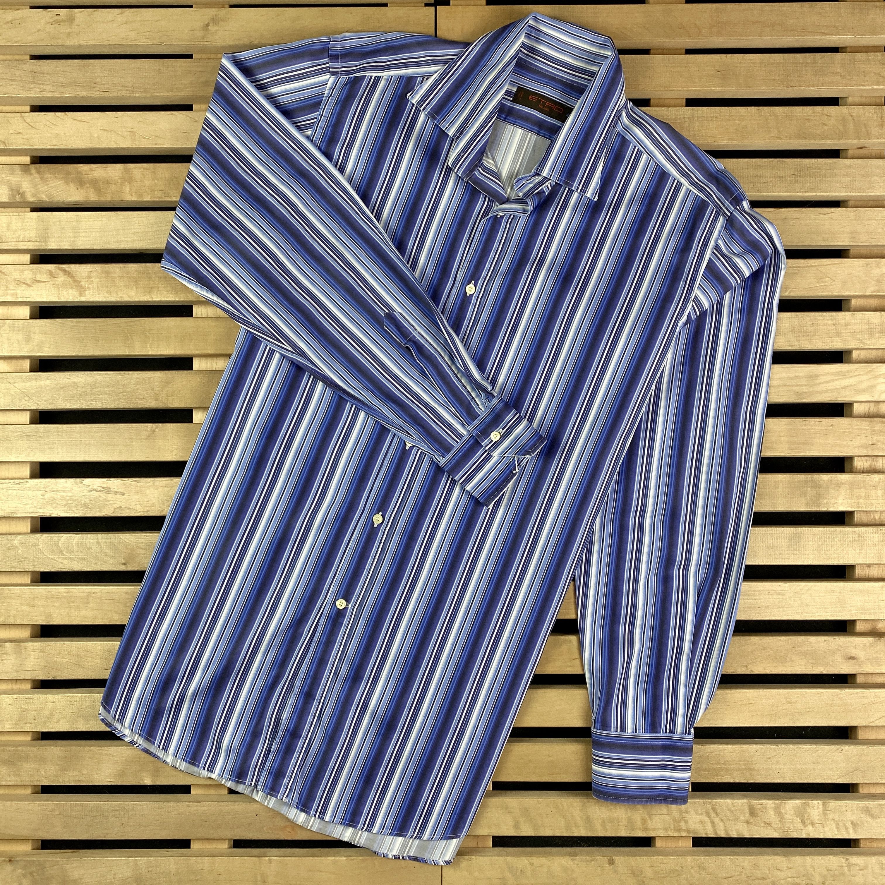 Etro Mens Shirt Long Sleeve Etro Size 42 Striped Size US L / EU 52-54 / 3 - 1 Thumbnail