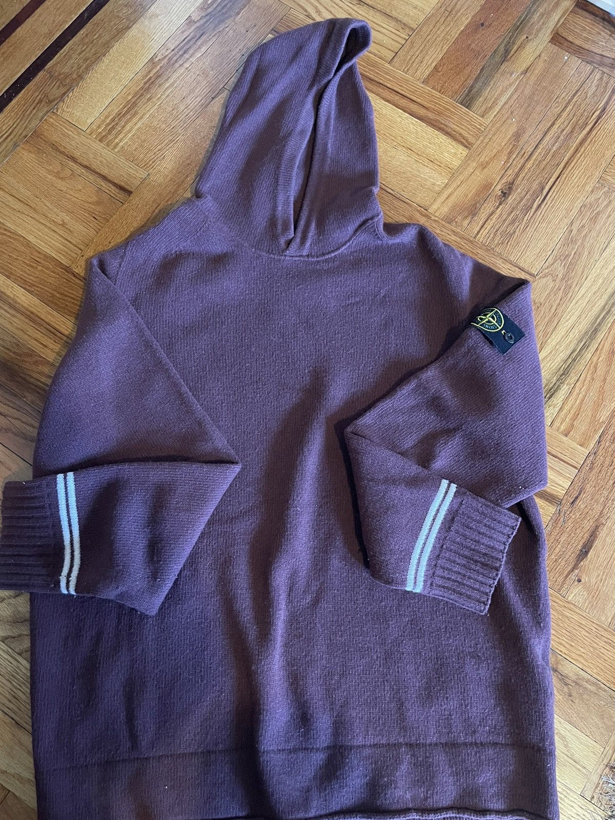 image of Stone Island Knitted Hoodie - in Mauve Purple, Men's (Size 2XL)