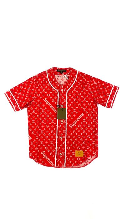 Supreme Louis Vuitton X Supreme XXS baseball jersey red monogram