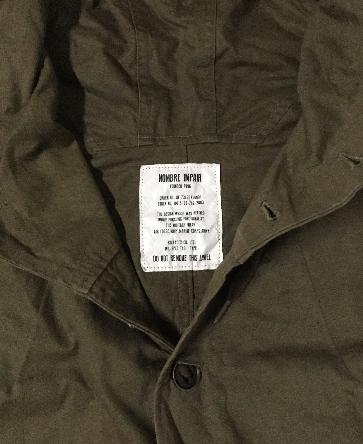 Vintage 🔥Vintage Nombre Impair Military Button Jacket With Hoodies Size US L / EU 52-54 / 3 - 4 Thumbnail
