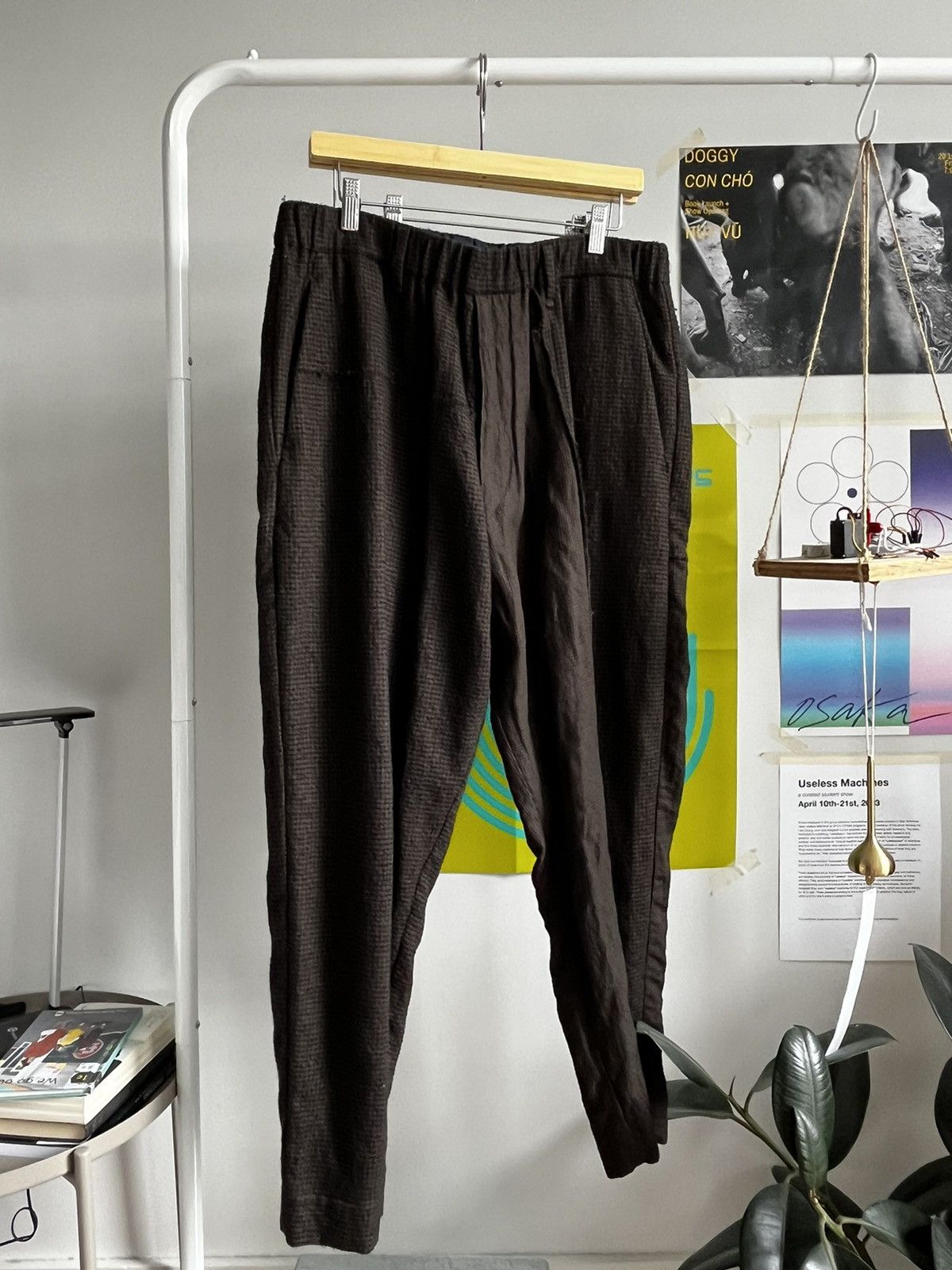 Ziggy Chen AW19 Brown Patched Wool Tapered Pants