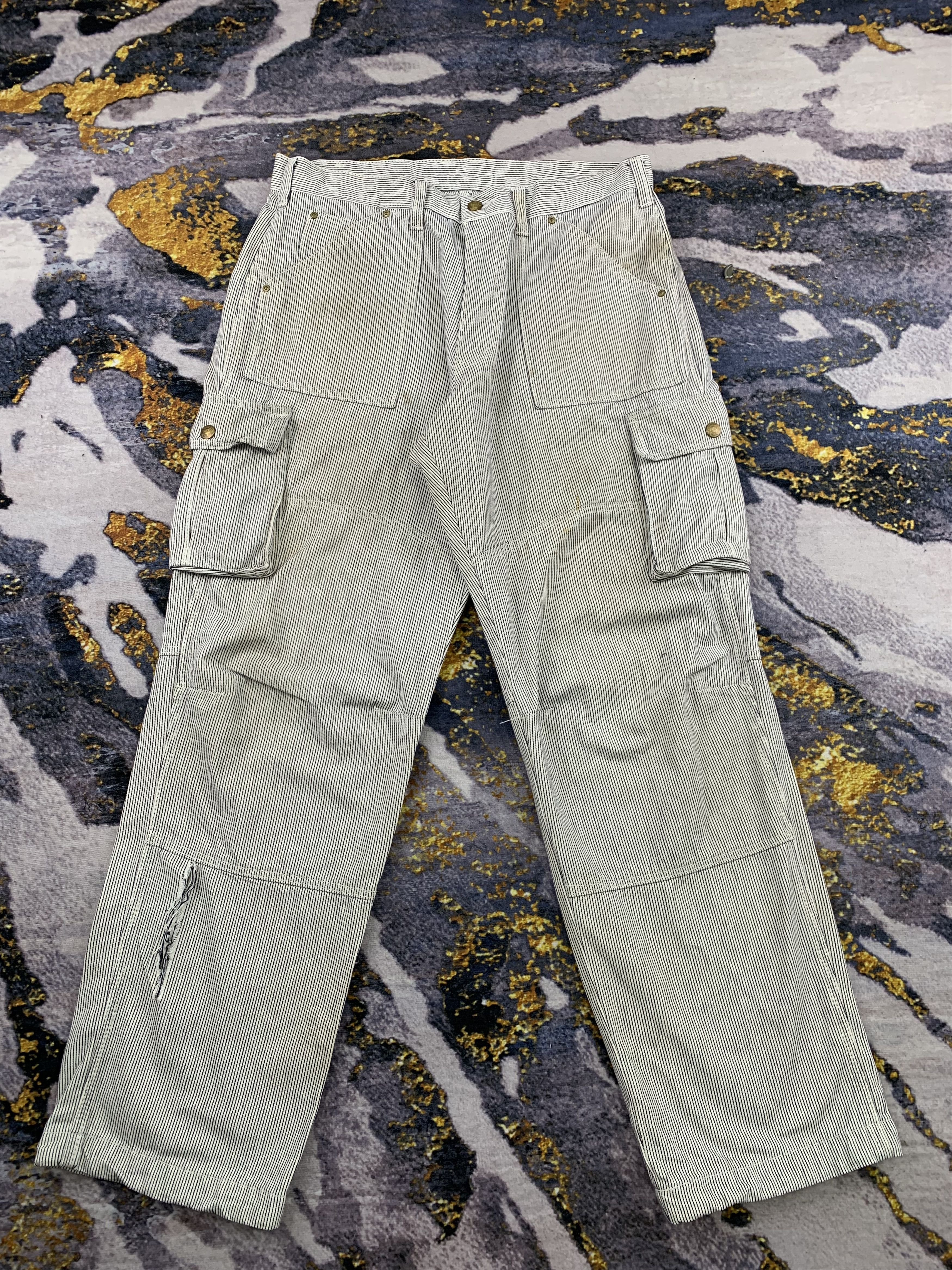 image of Vintage Distressed Multipocket Cargo Pants in White, Men's (Size 36)