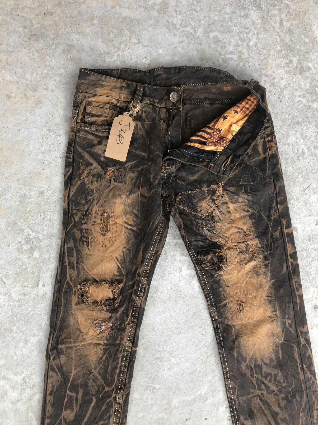 Japanese Brand Japanese Jeans Acid Wash Distressed Jeans Patchwork Denim Size US 29 - 3 Thumbnail