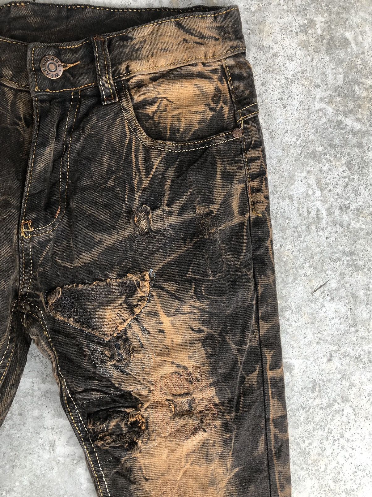 Japanese Brand Japanese Jeans Acid Wash Distressed Jeans Patchwork Denim Size US 29 - 5 Thumbnail