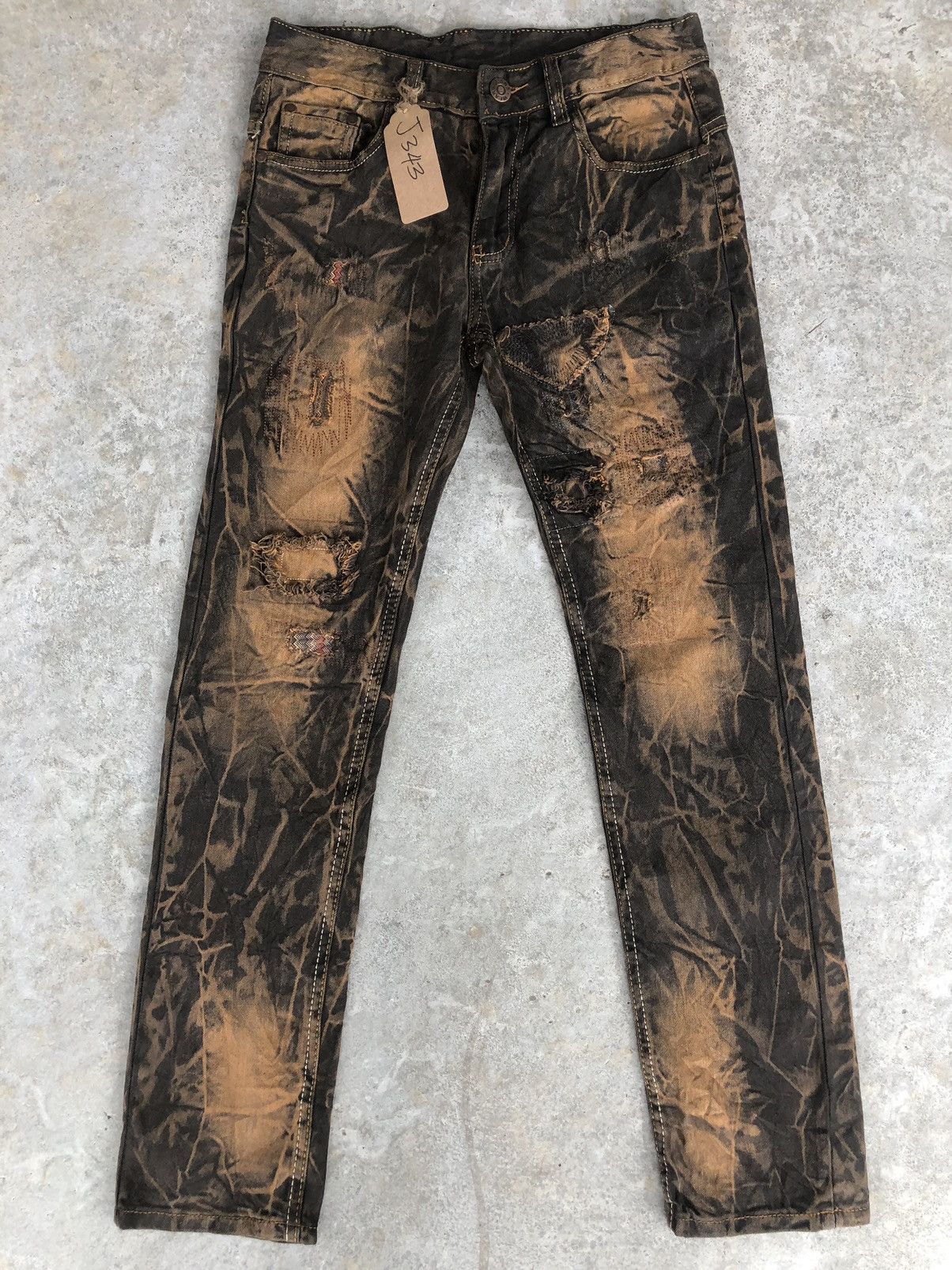 Japanese Brand Japanese Jeans Acid Wash Distressed Jeans Patchwork Denim Size US 29 - 1 Thumbnail