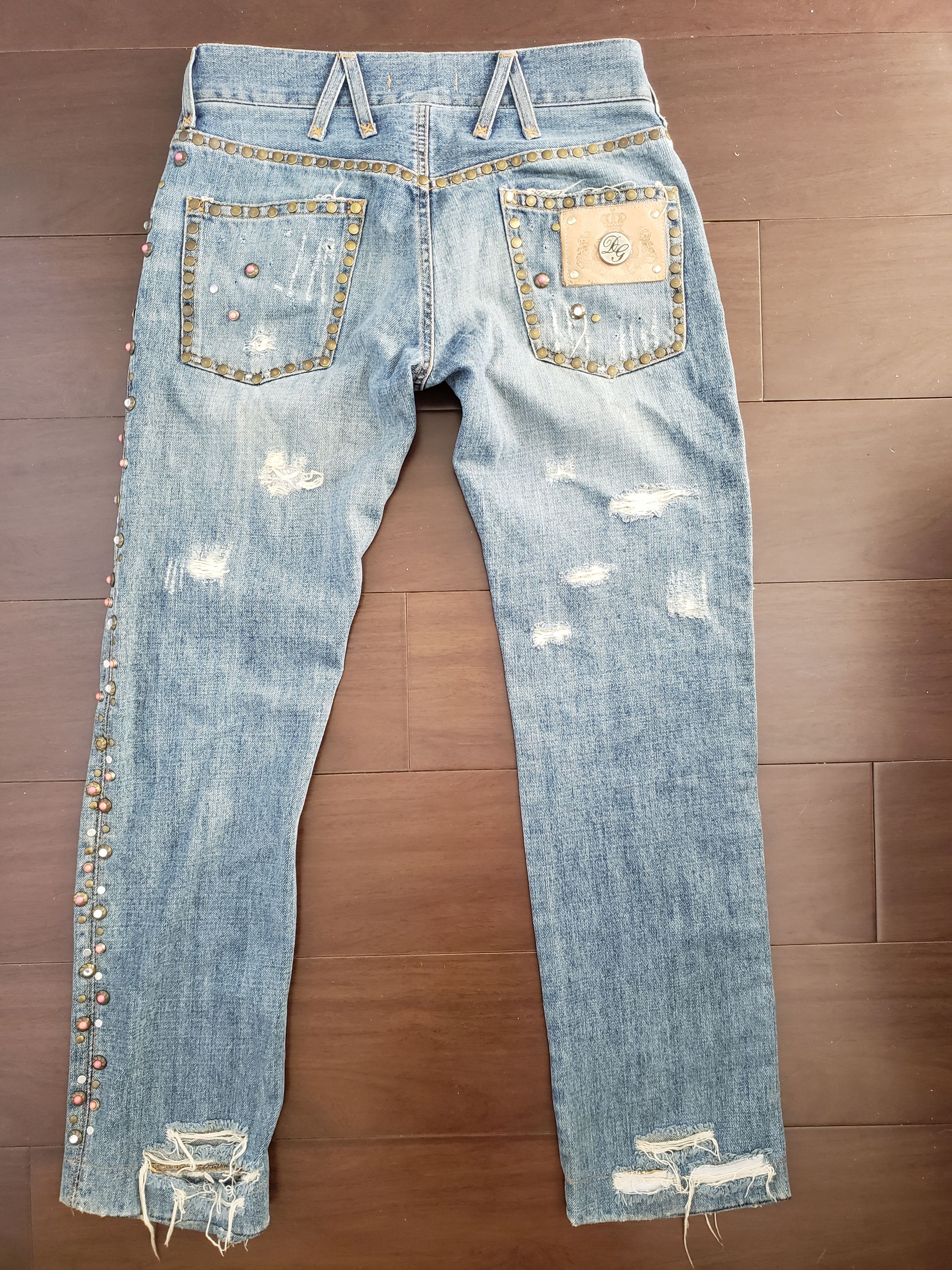 Dolce & Gabbana Jewel Studded Distressed Jeans Size US 30 / EU 46 - 2 Thumbnail
