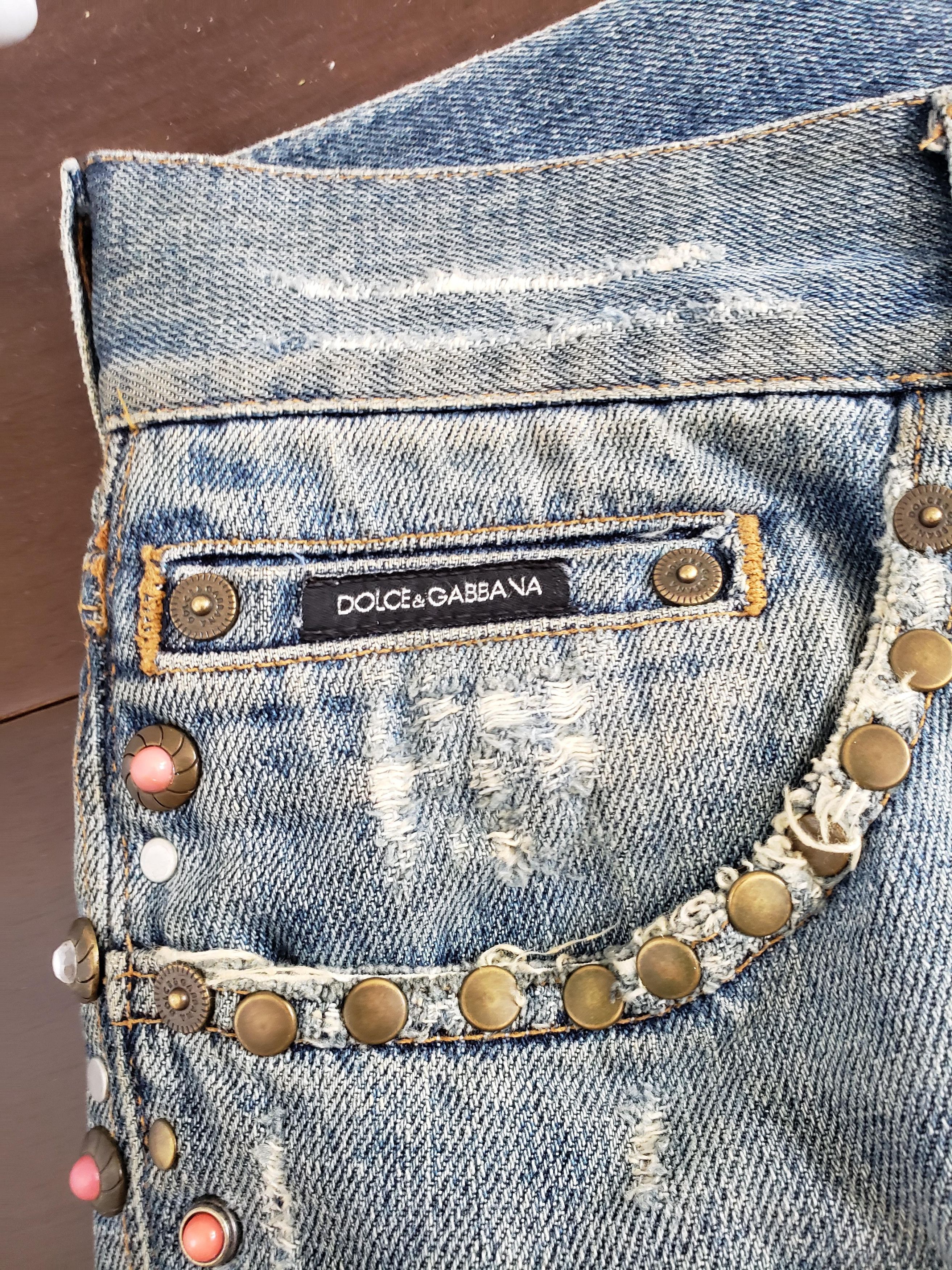 Dolce & Gabbana Jewel Studded Distressed Jeans Size US 30 / EU 46 - 5 Thumbnail