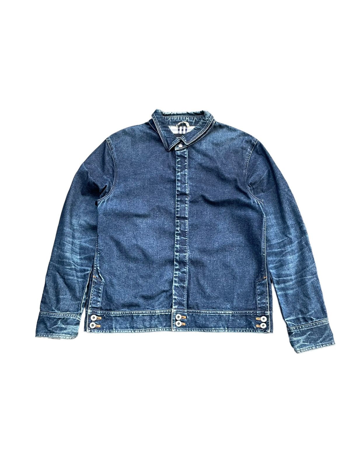 image of Vintage Burberry Black Label Denim Jacket in Blue, Men's (Size Large)