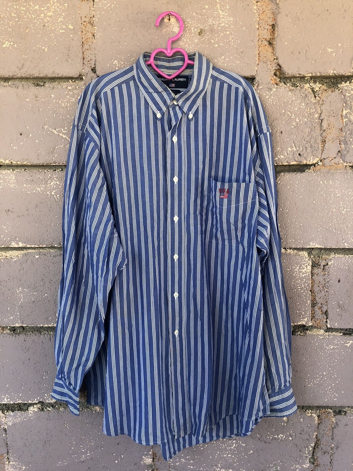 Polo Ralph Lauren Rare 90s Vintage POLO SPORT Ralph Lauren Striped USA Shirt Size US L / EU 52-54 / 3 - 1 Thumbnail
