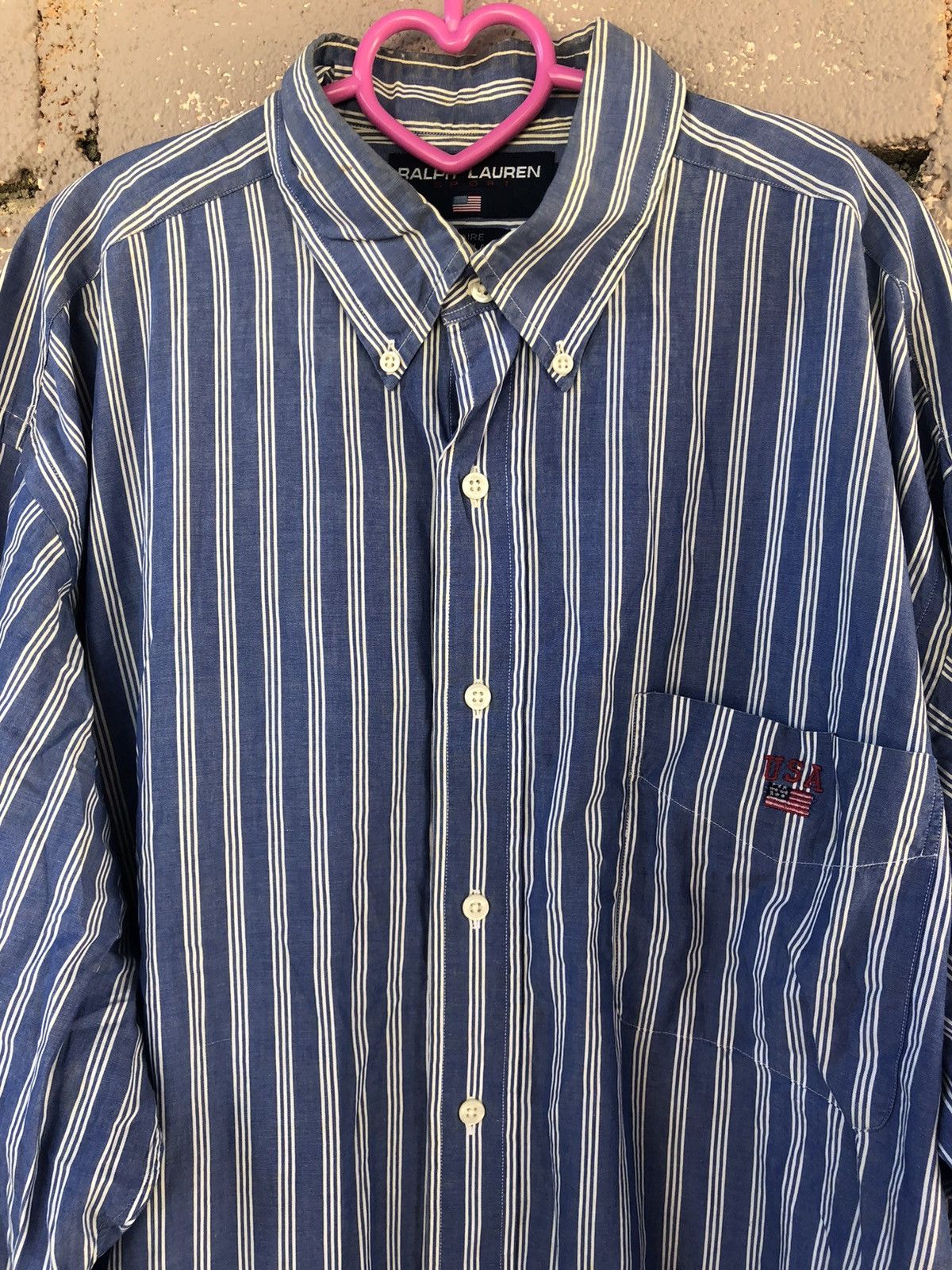 Polo Ralph Lauren Rare 90s Vintage POLO SPORT Ralph Lauren Striped USA Shirt Size US L / EU 52-54 / 3 - 2 Thumbnail