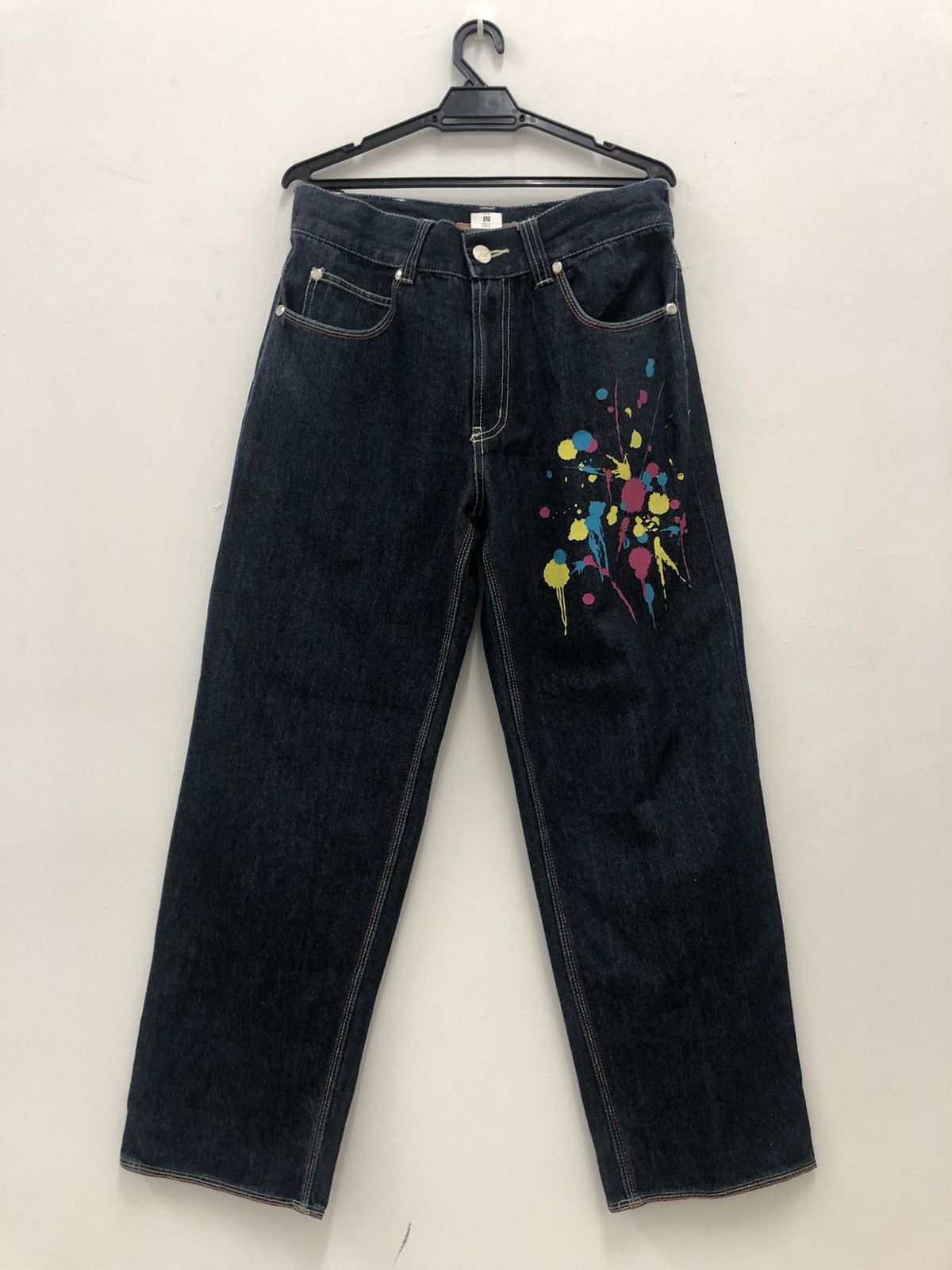 If Six Was Nine OCTOPUS ARMY Japan Pop Art Splatter Punk Denim Pant Loose Size US 32 / EU 48 - 3 Thumbnail