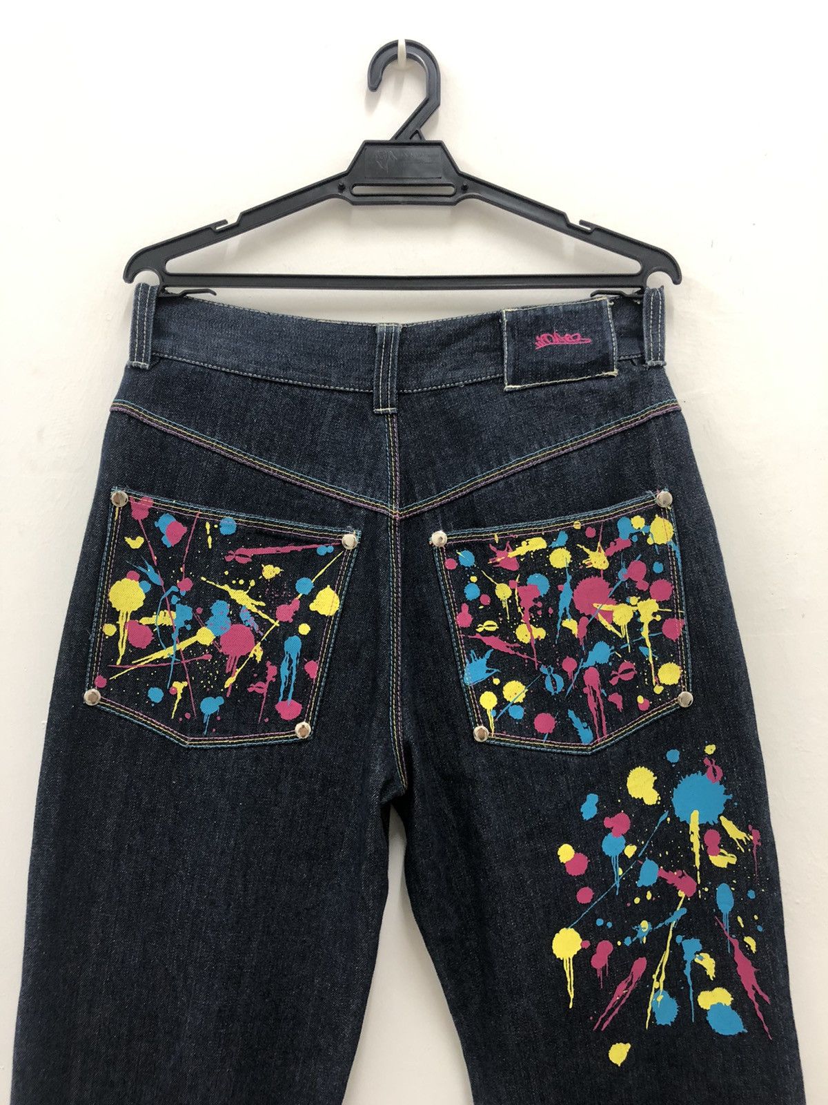 If Six Was Nine OCTOPUS ARMY Japan Pop Art Splatter Punk Denim Pant Loose Size US 32 / EU 48 - 2 Thumbnail