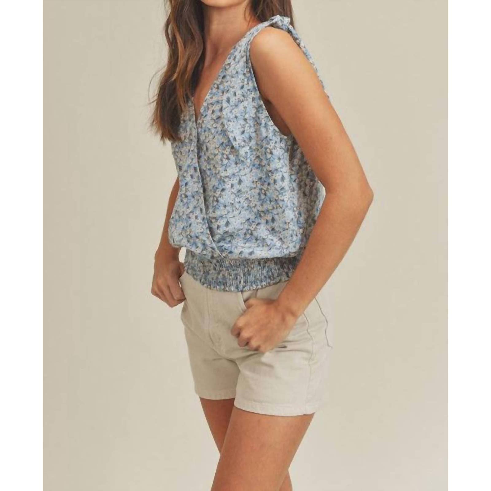 Aemi + Co Ditsy Floral Surplice Adjustable Straps Cami