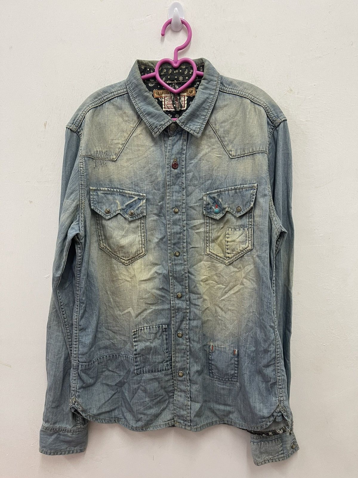 Japanese Brand Rare Vintage KRIFF MAYER Western Pearl Snap Button Denim Size US L / EU 52-54 / 3 - 1 Thumbnail