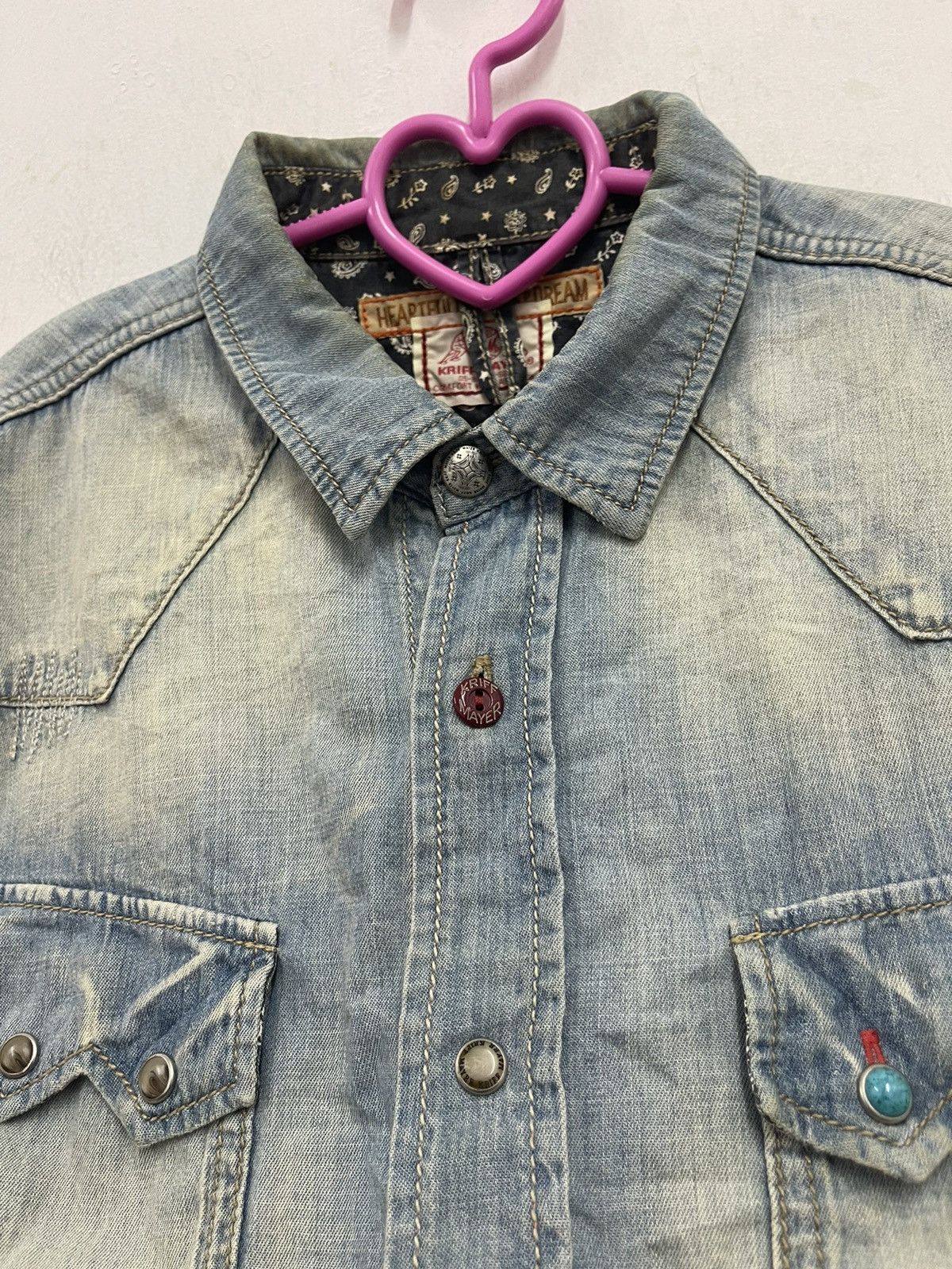 Japanese Brand Rare Vintage KRIFF MAYER Western Pearl Snap Button Denim Size US L / EU 52-54 / 3 - 5 Thumbnail