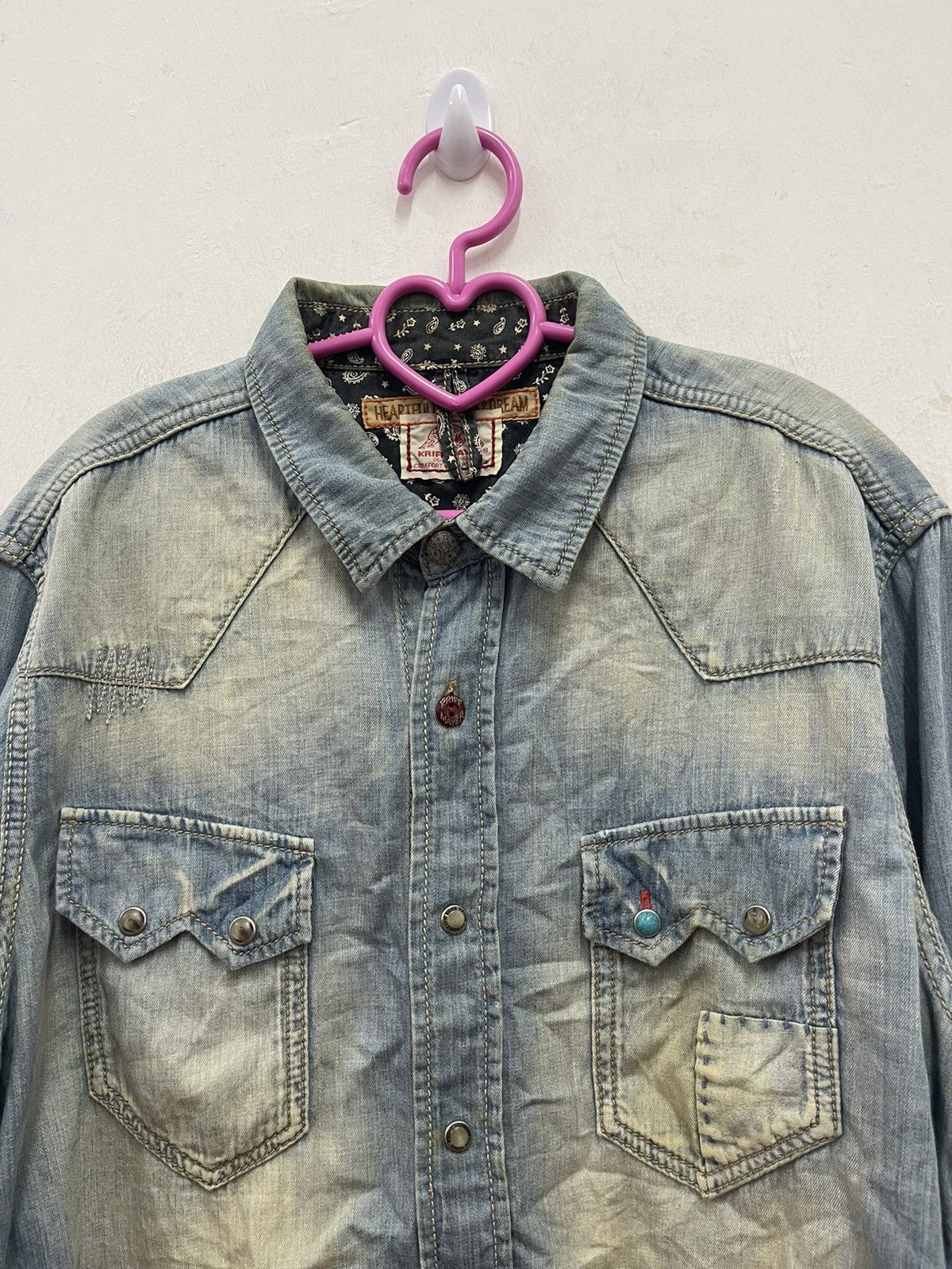 Japanese Brand Rare Vintage KRIFF MAYER Western Pearl Snap Button Denim Size US L / EU 52-54 / 3 - 3 Thumbnail