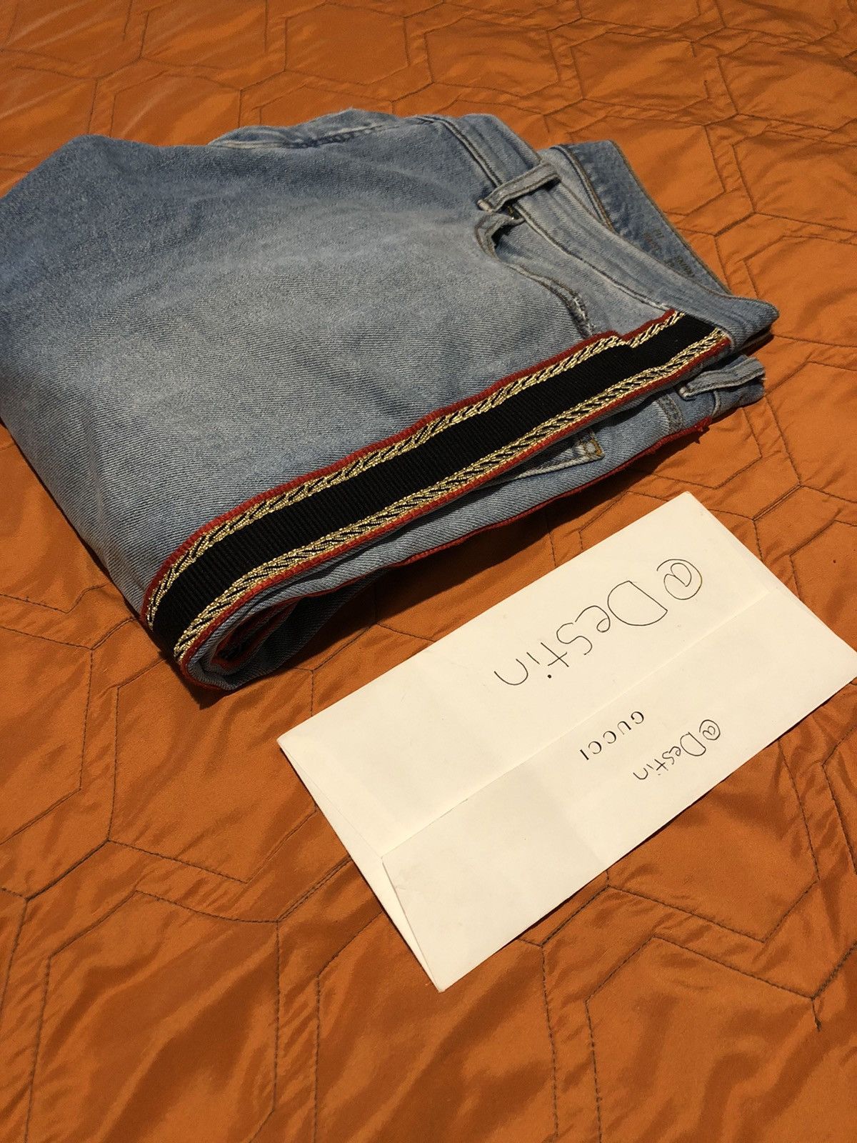 Palm Angels PALM ANGELS SKINNY DENIM LIGHT WASH TRACK PANT Size US 33 - 4 Thumbnail