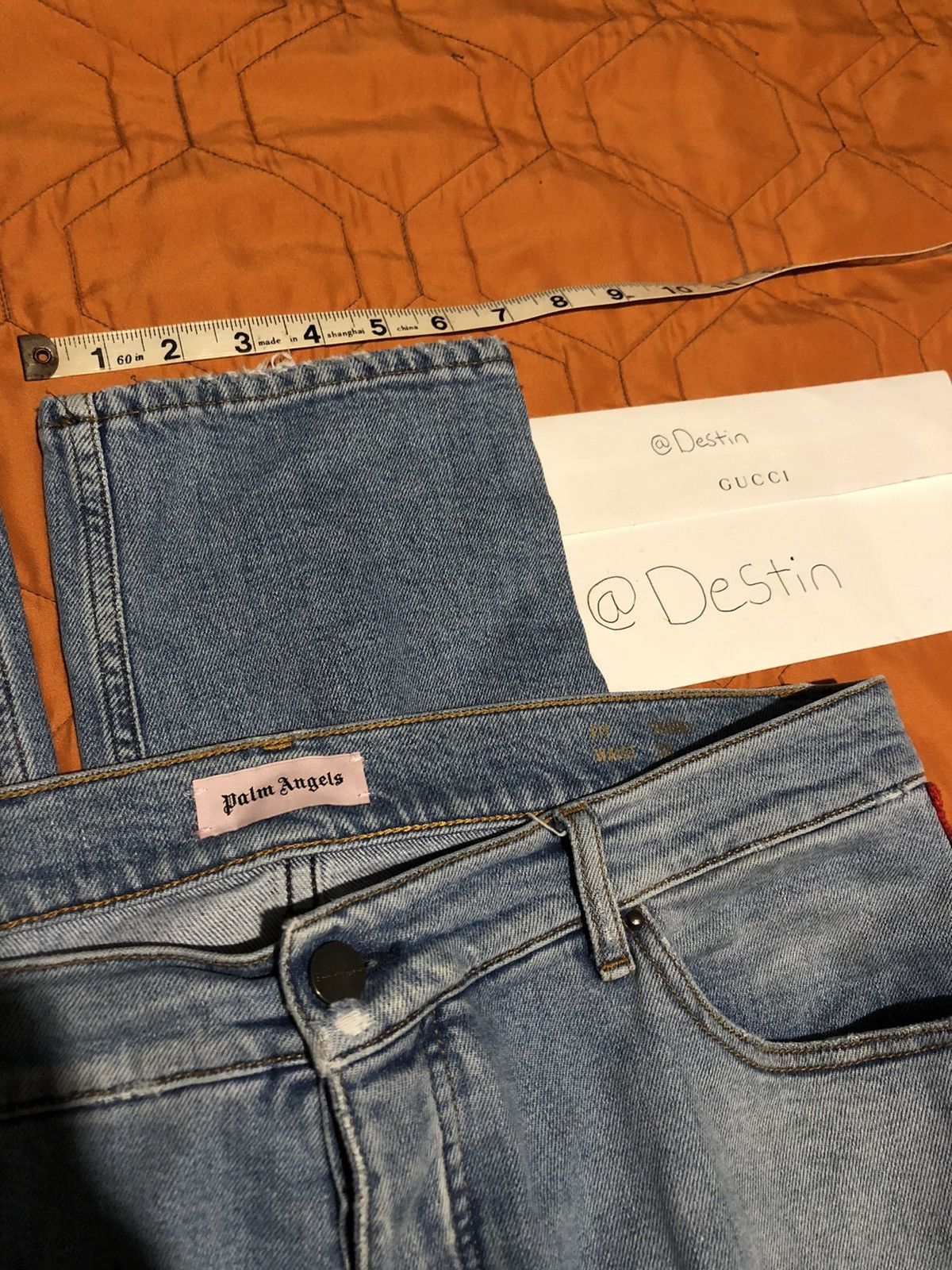 Palm Angels PALM ANGELS SKINNY DENIM LIGHT WASH TRACK PANT Size US 33 - 3 Thumbnail