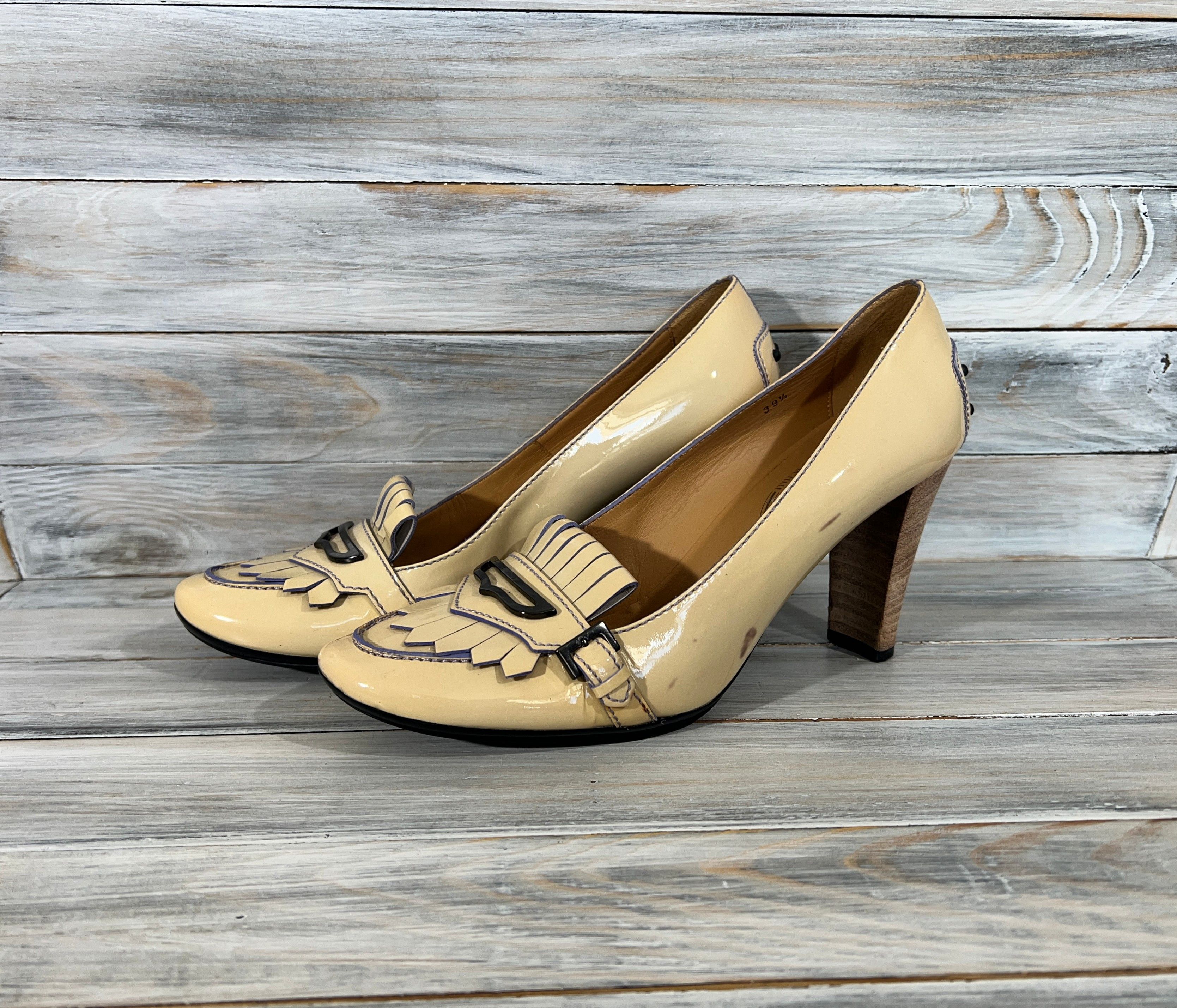 Leather Tod's Patent Leather Heels Women's Shoes Beige Made In Italy Size US 9.5 / IT 39.5 - 5 Thumbnail