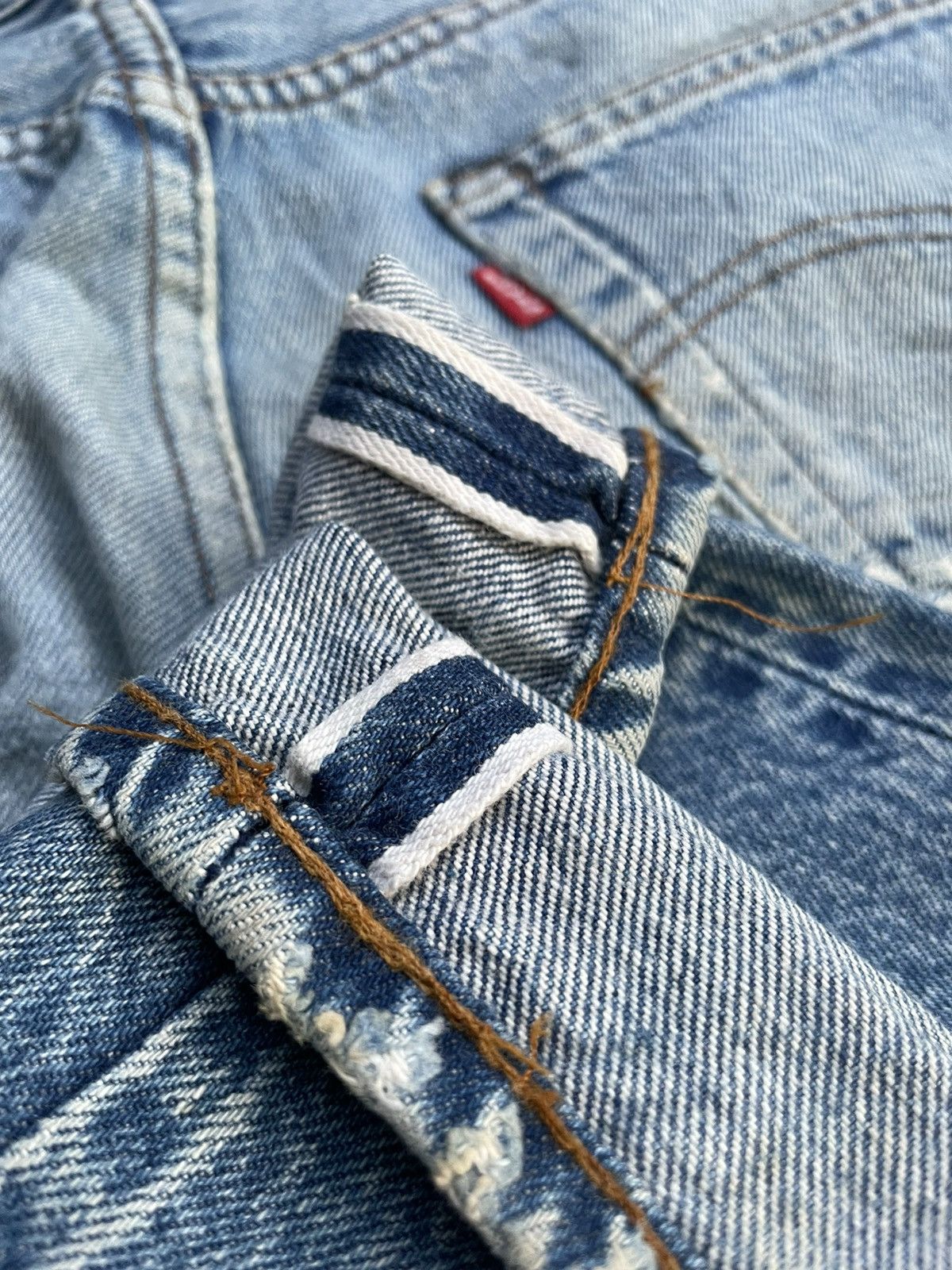 Levi's Rare Vintage Levis 501e Redline 1983 Aging Distressed Size US 31 - 11 Thumbnail