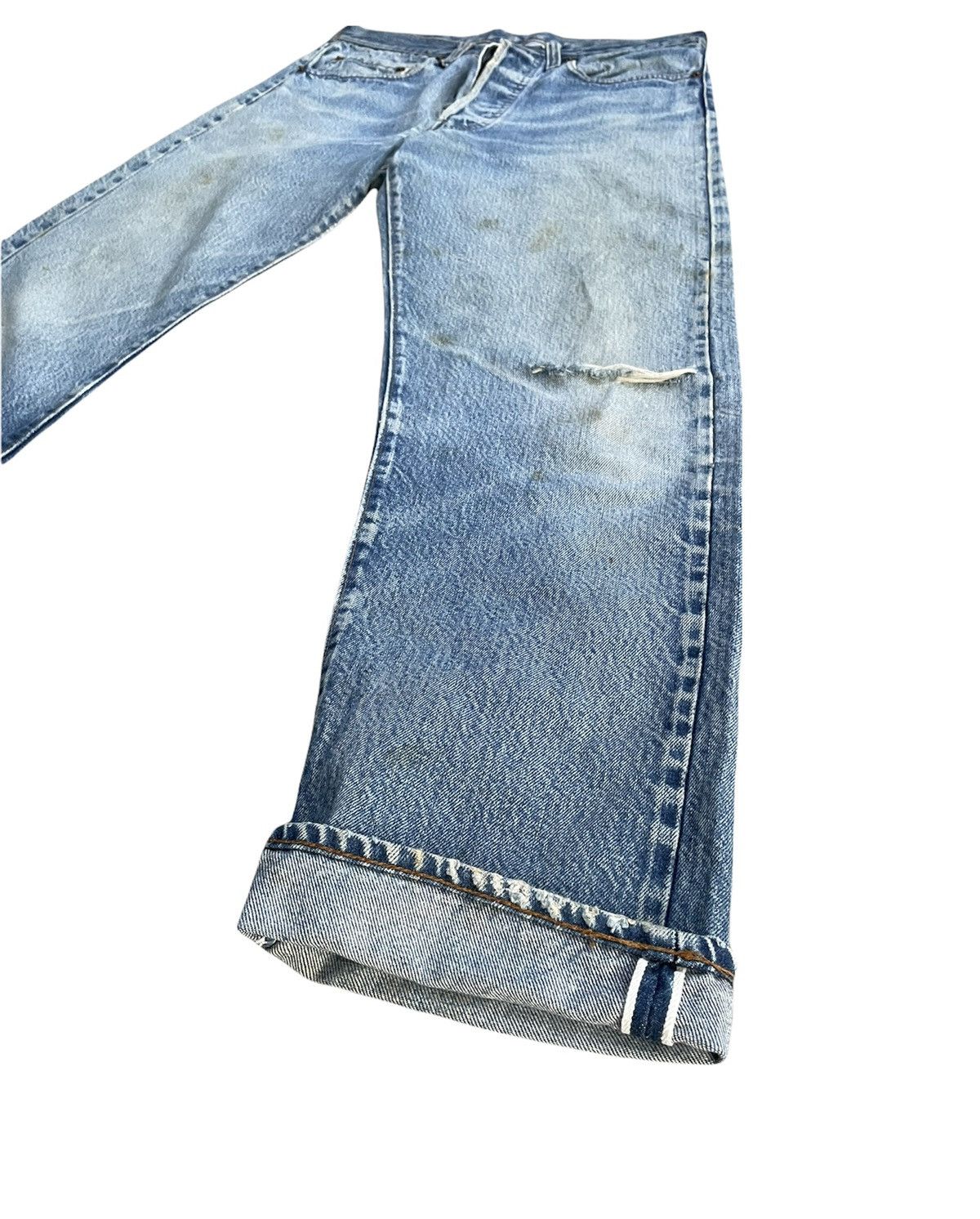 Levi's Rare Vintage Levis 501e Redline 1983 Aging Distressed Size US 31 - 2 Thumbnail