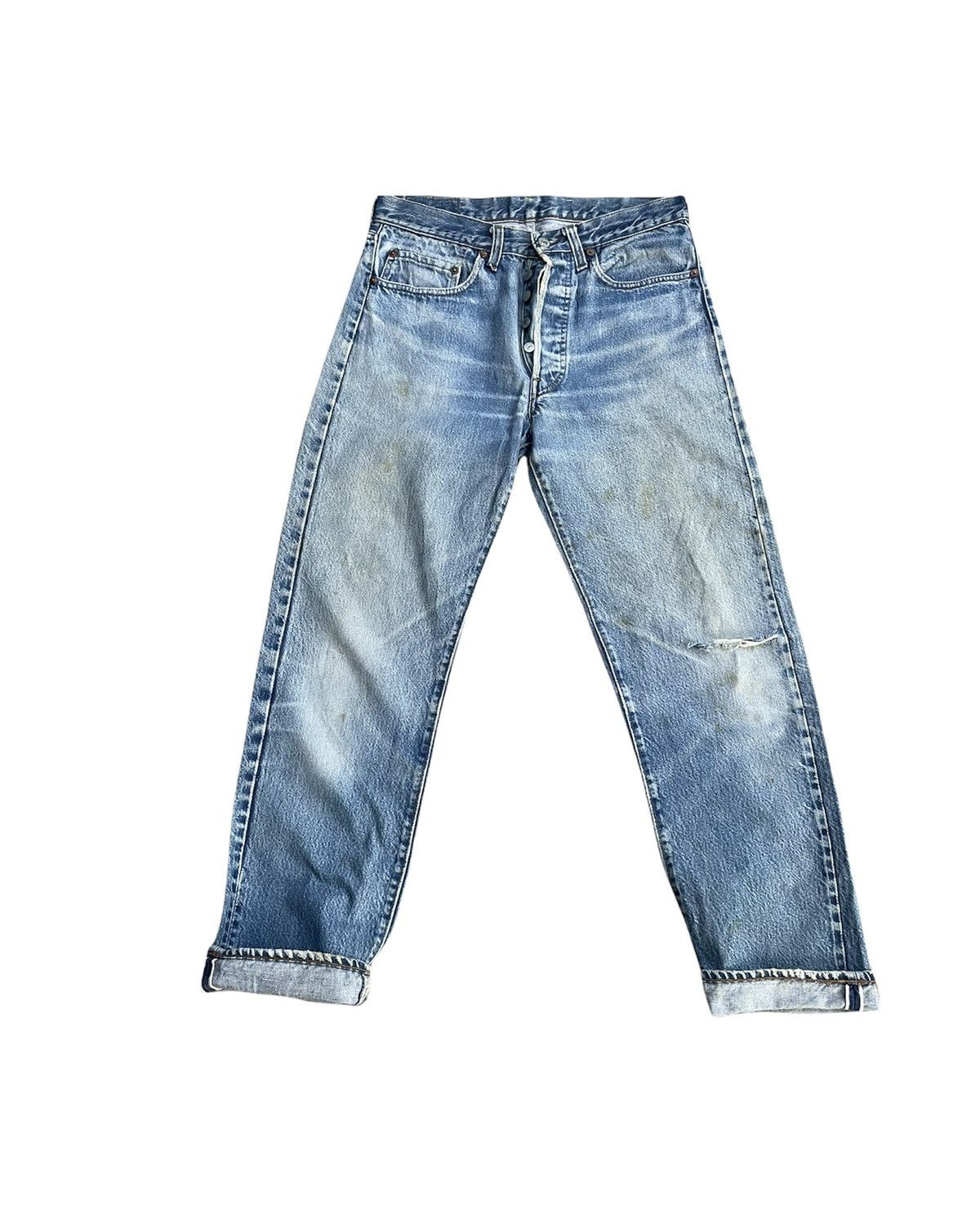 Levi's Rare Vintage Levis 501e Redline 1983 Aging Distressed Size US 31 - 1 Thumbnail