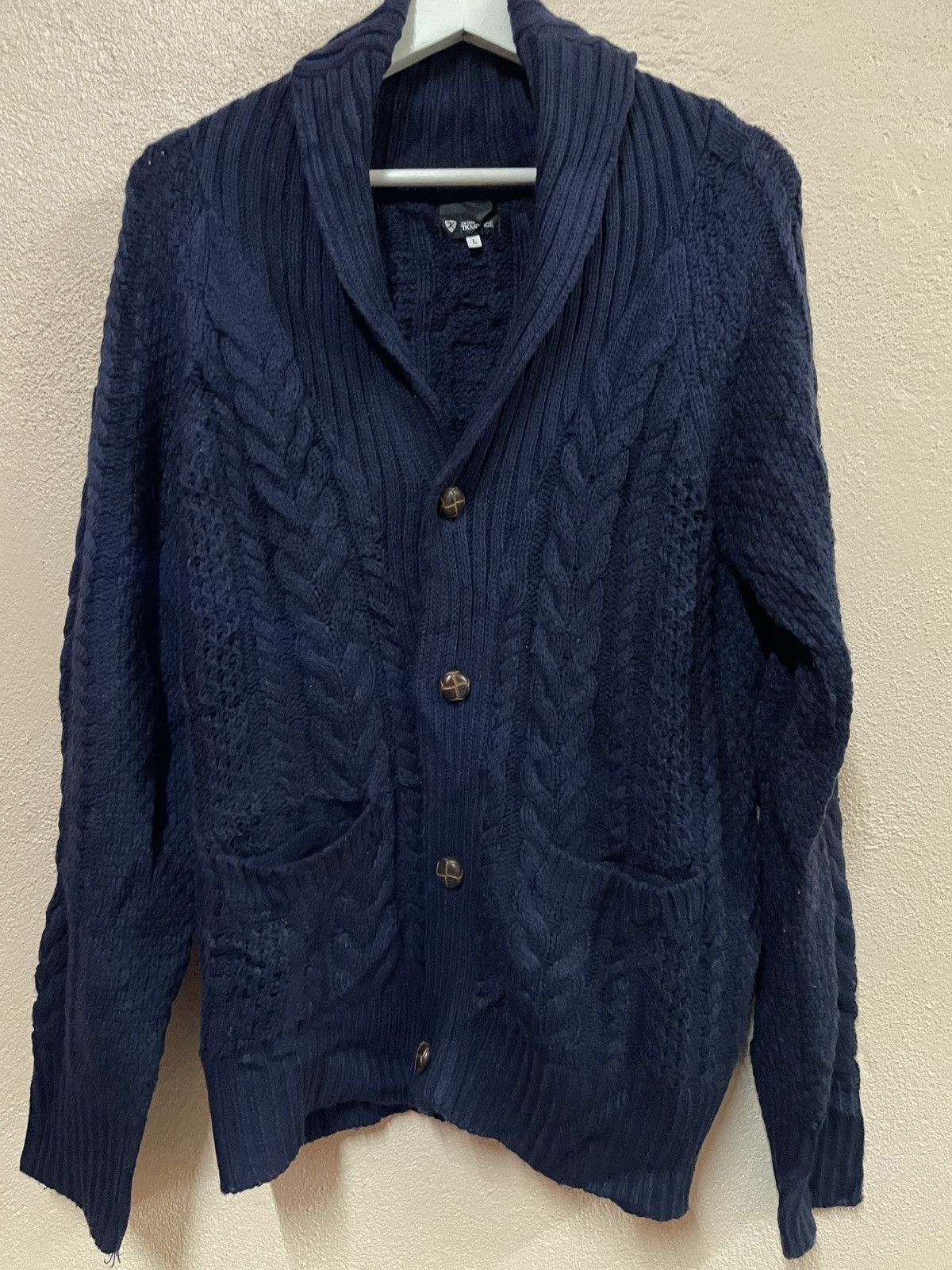 Takeo Kikuchi Takeo Kikuchi knitwear navy blue cardigan menswear v-neck Size US L / EU 52-54 / 3 - 1 Thumbnail