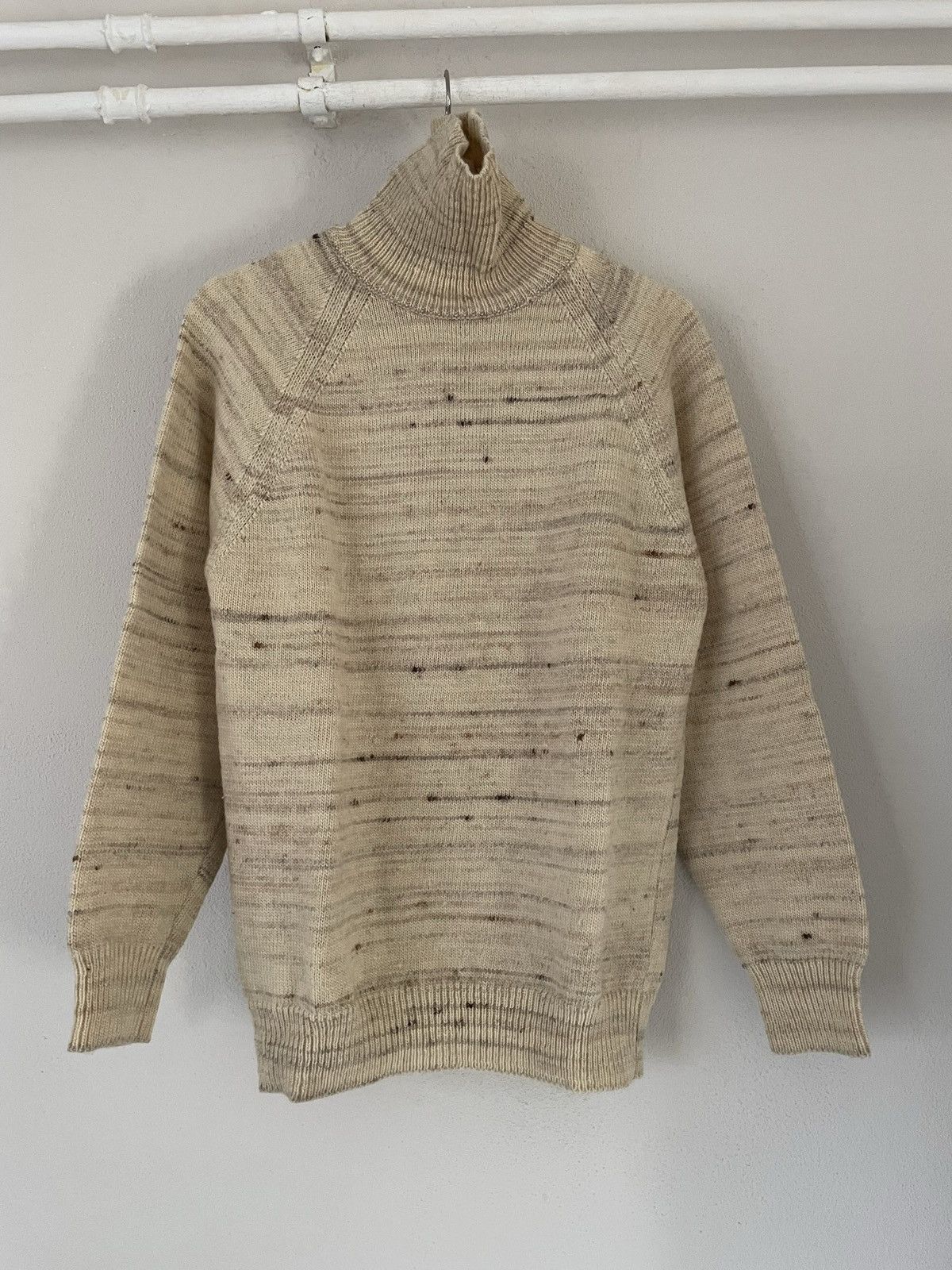 Pre-owned Maison Margiela Fw2002 "points De Ris” Raglan Turtle Neck By Miss Deanna In Cream