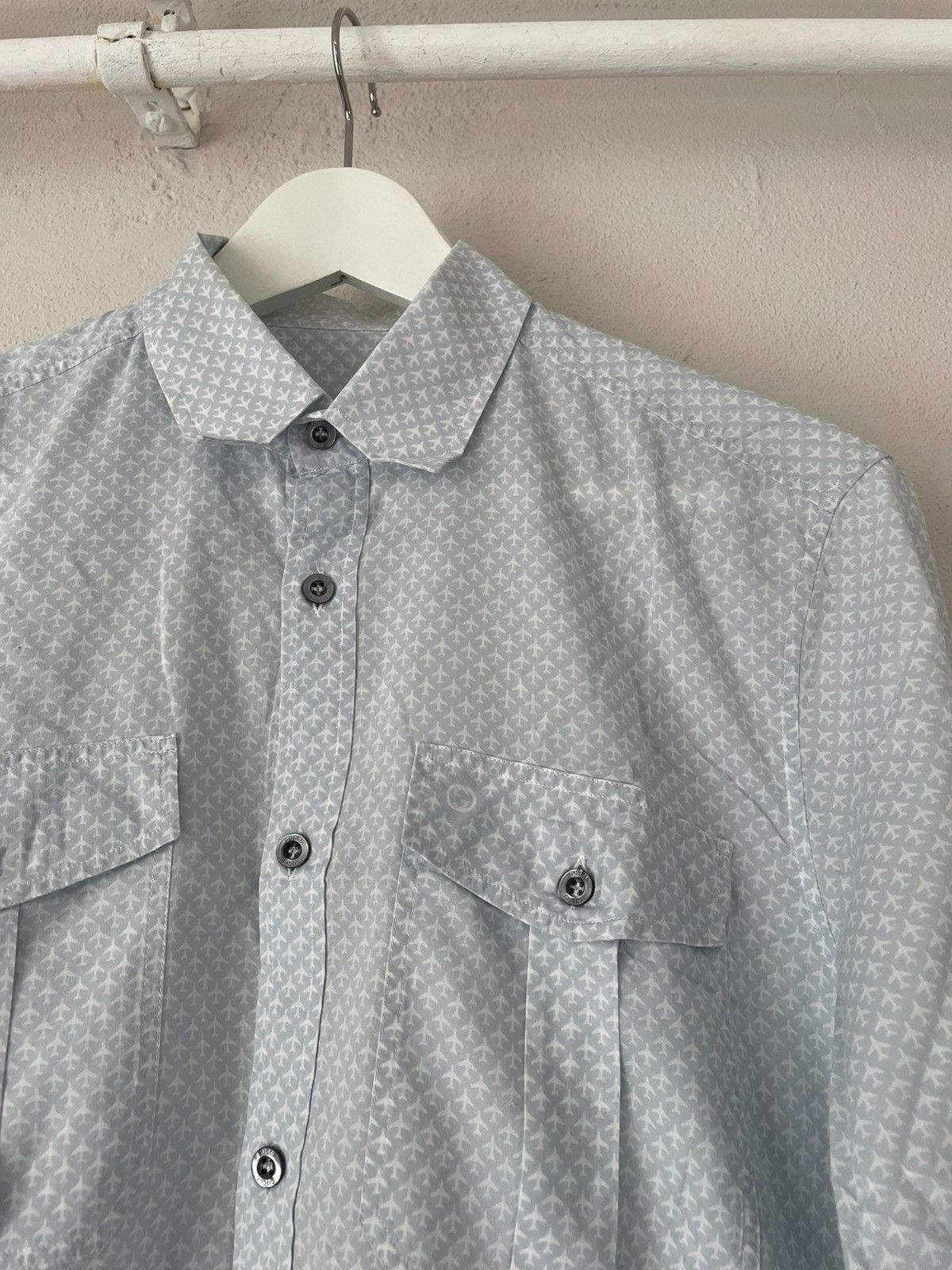 Gucci Light Blue Airplane Print GG Logo Button-Up Shirt Size US M / EU 48-50 / 2 - 2 Thumbnail