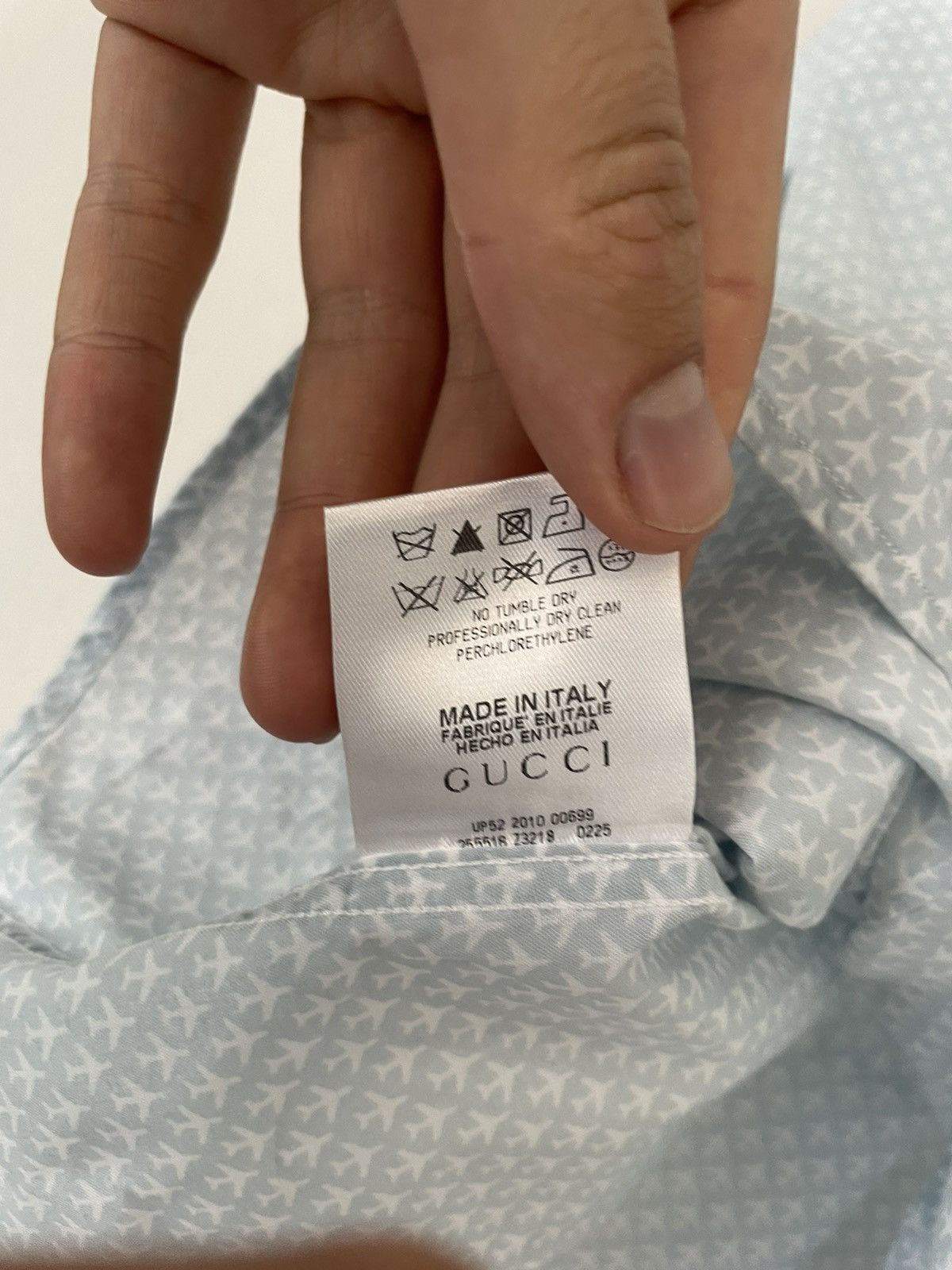 Gucci Light Blue Airplane Print GG Logo Button-Up Shirt Size US M / EU 48-50 / 2 - 10 Thumbnail