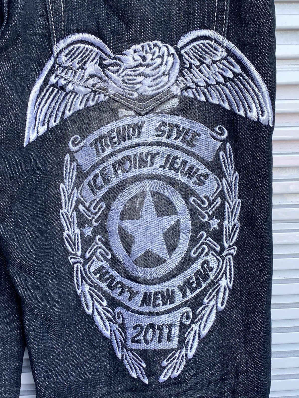 Japanese Brand Vintage Ice Point Satanic Embroidered Denim /HystericKapital Size US 31 - 3 Thumbnail