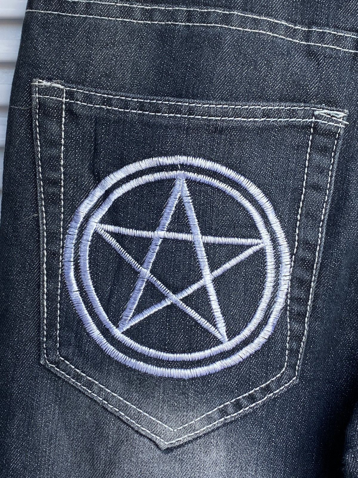 Japanese Brand Vintage Ice Point Satanic Embroidered Denim /HystericKapital Size US 31 - 4 Thumbnail