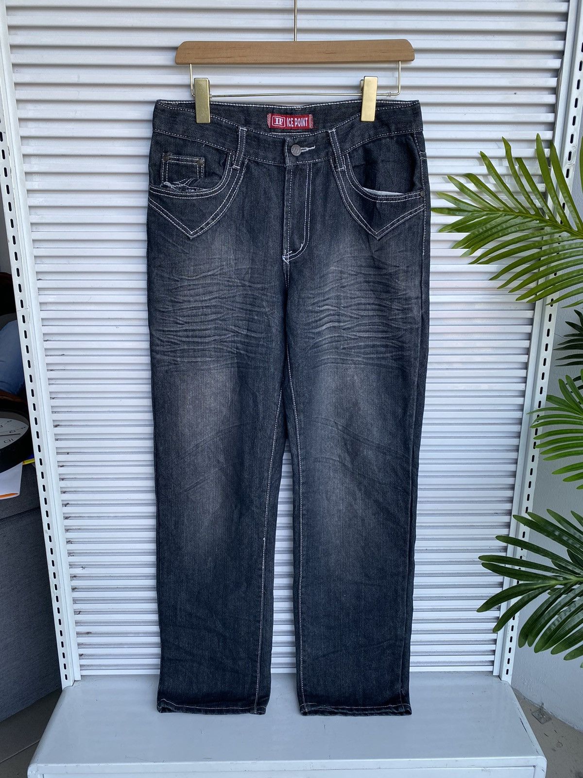 Japanese Brand Vintage Ice Point Satanic Embroidered Denim /HystericKapital Size US 31 - 6 Thumbnail