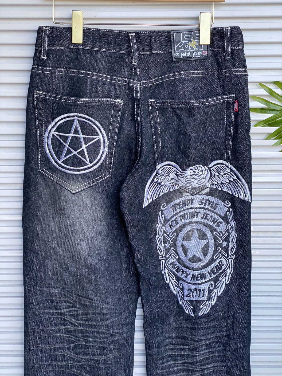 Japanese Brand Vintage Ice Point Satanic Embroidered Denim /HystericKapital Size US 31 - 1 Thumbnail