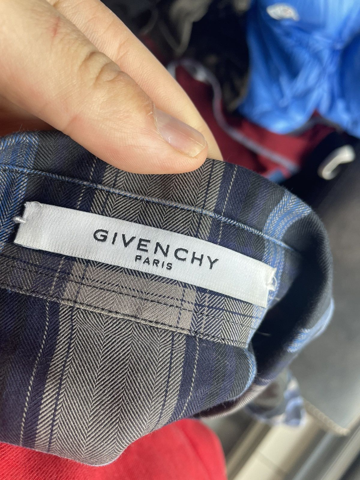 Givenchy Blue/Gray Checkered Stars Button-Up Shirt Size US M / EU 48-50 / 2 - 4 Thumbnail