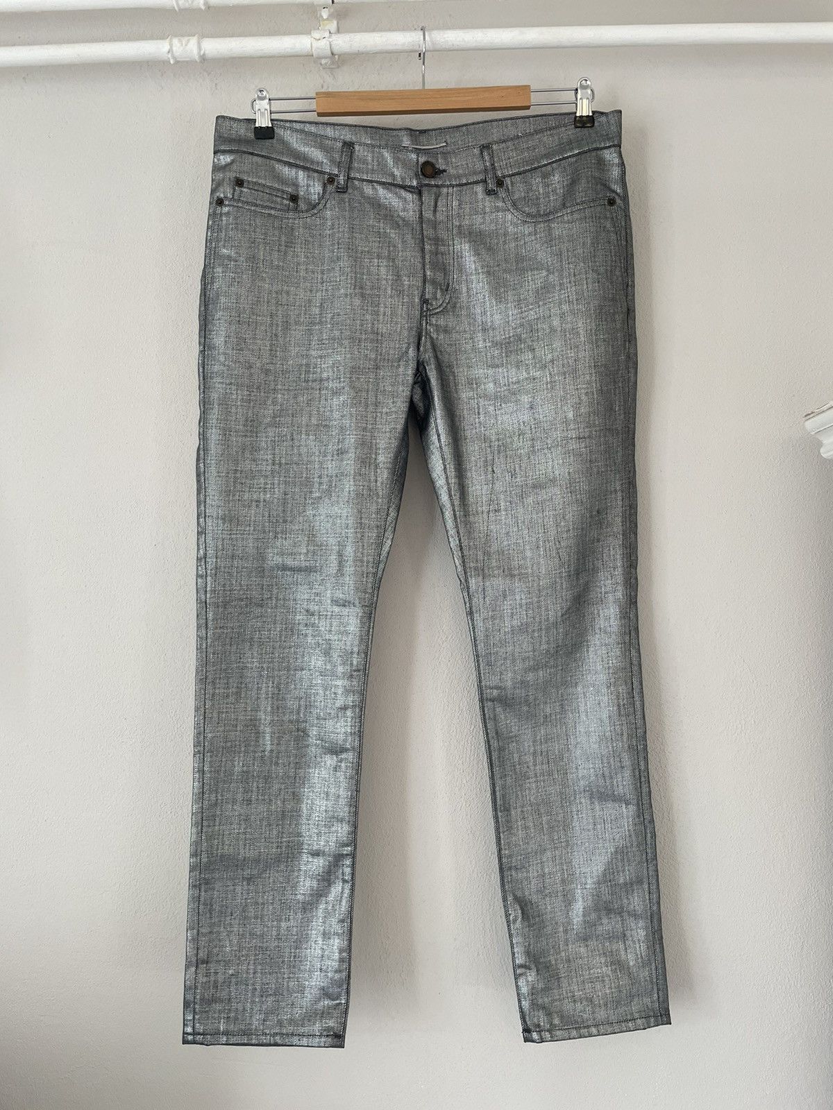 image of Saint Laurent Paris Silver D02 M/sk-Lw Jeans, Men's (Size 34)