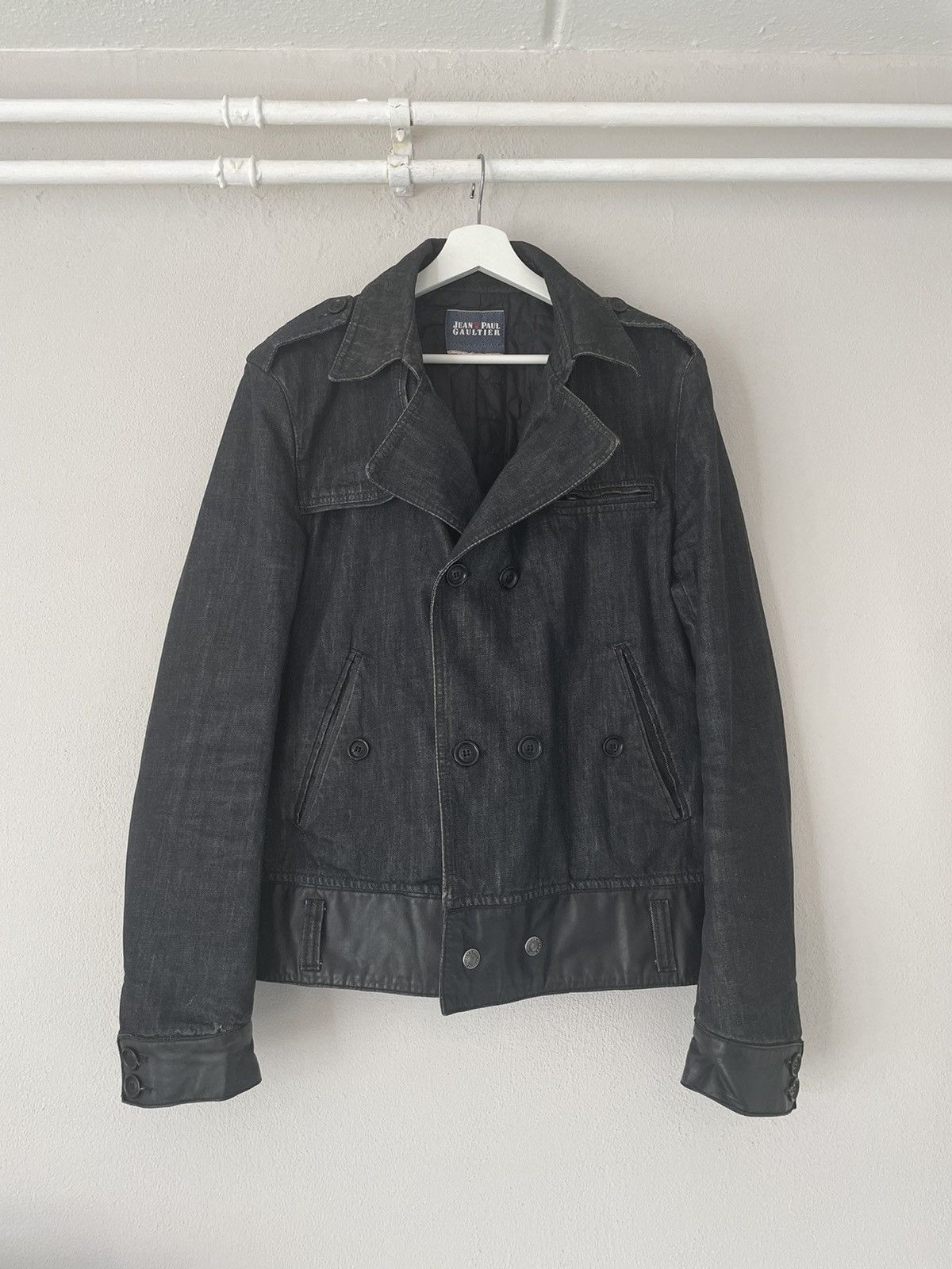 image of Jean Paul Gaultier Denim Moto Biker Jacket in Black Denim, Men's (Size Medium)